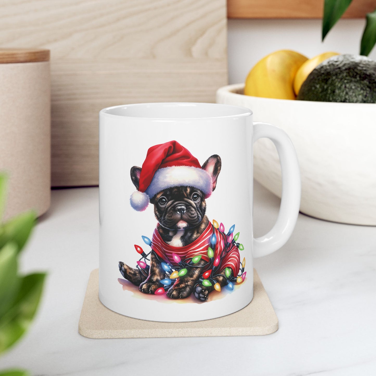 🎄 French Bulldog Christmas Lights Mug – Holiday Mischief, Frenchie Style! 🐶☕