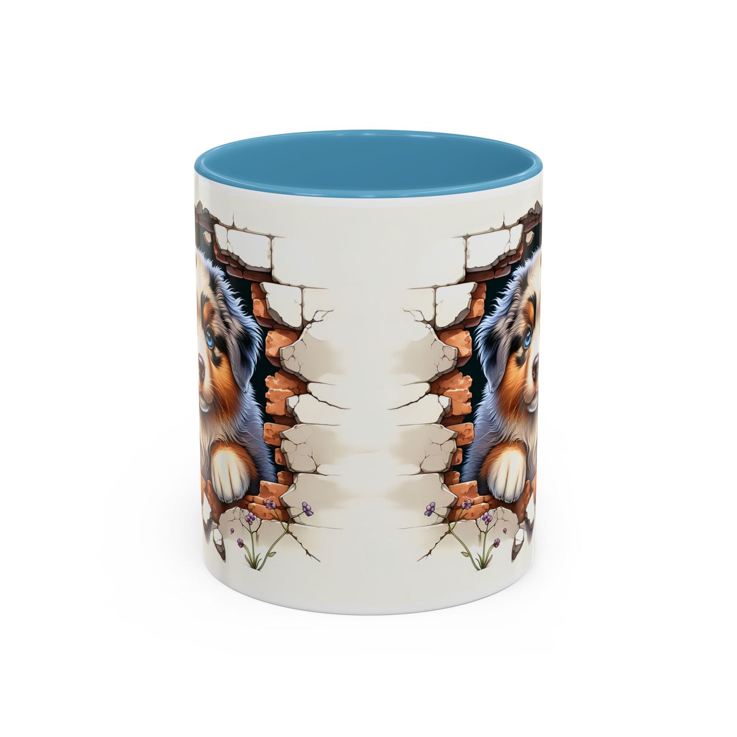 🐾☕ Australian Shepherd Puppy Peek Accent Mug – Blue-Eyed Beauty Dog Lover Gift ✨💙