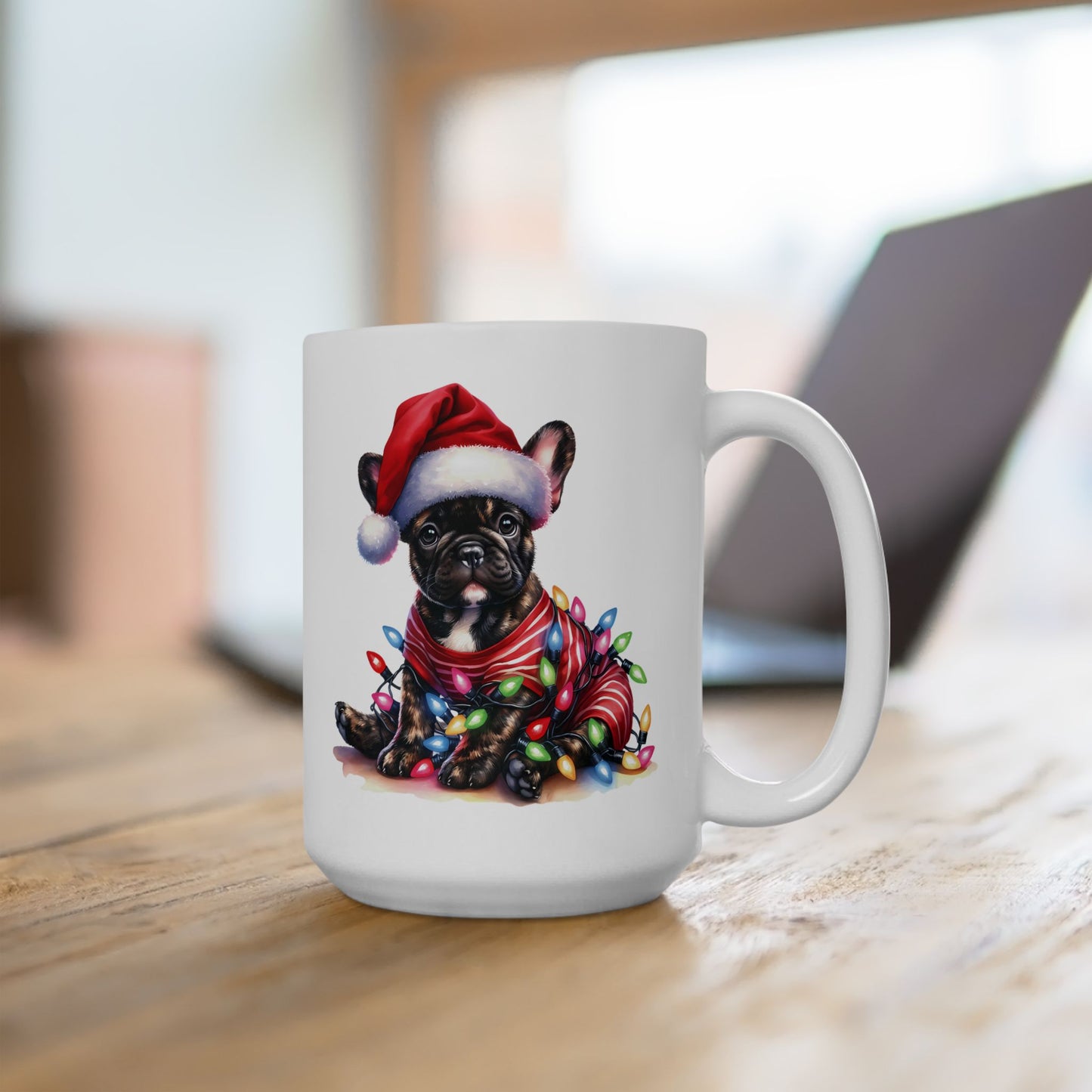 🎄 French Bulldog Christmas Lights Mug – Holiday Mischief, Frenchie Style! 🐶☕