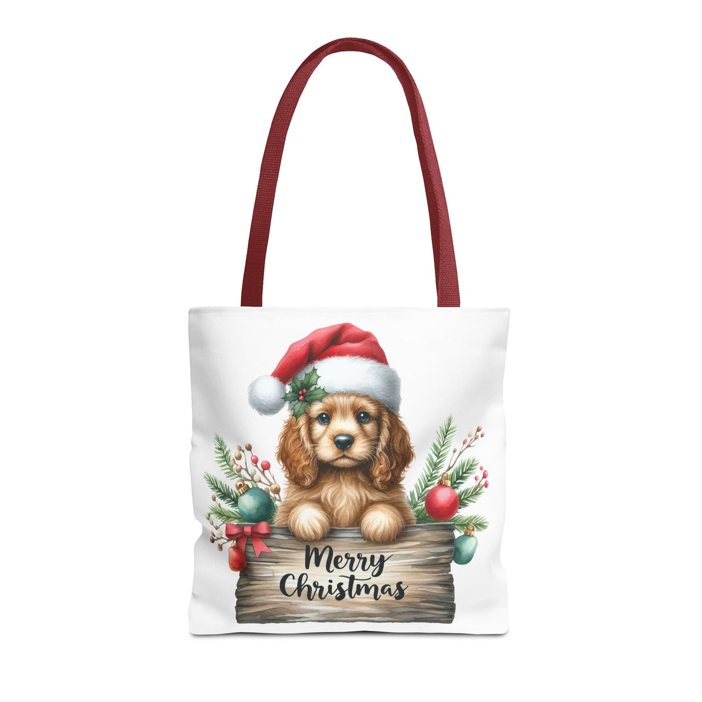 🐶 Cocker Spaniel “Merry Christmas” Tote Bag – Cozy Holiday Charm in Every Stitch 🎄