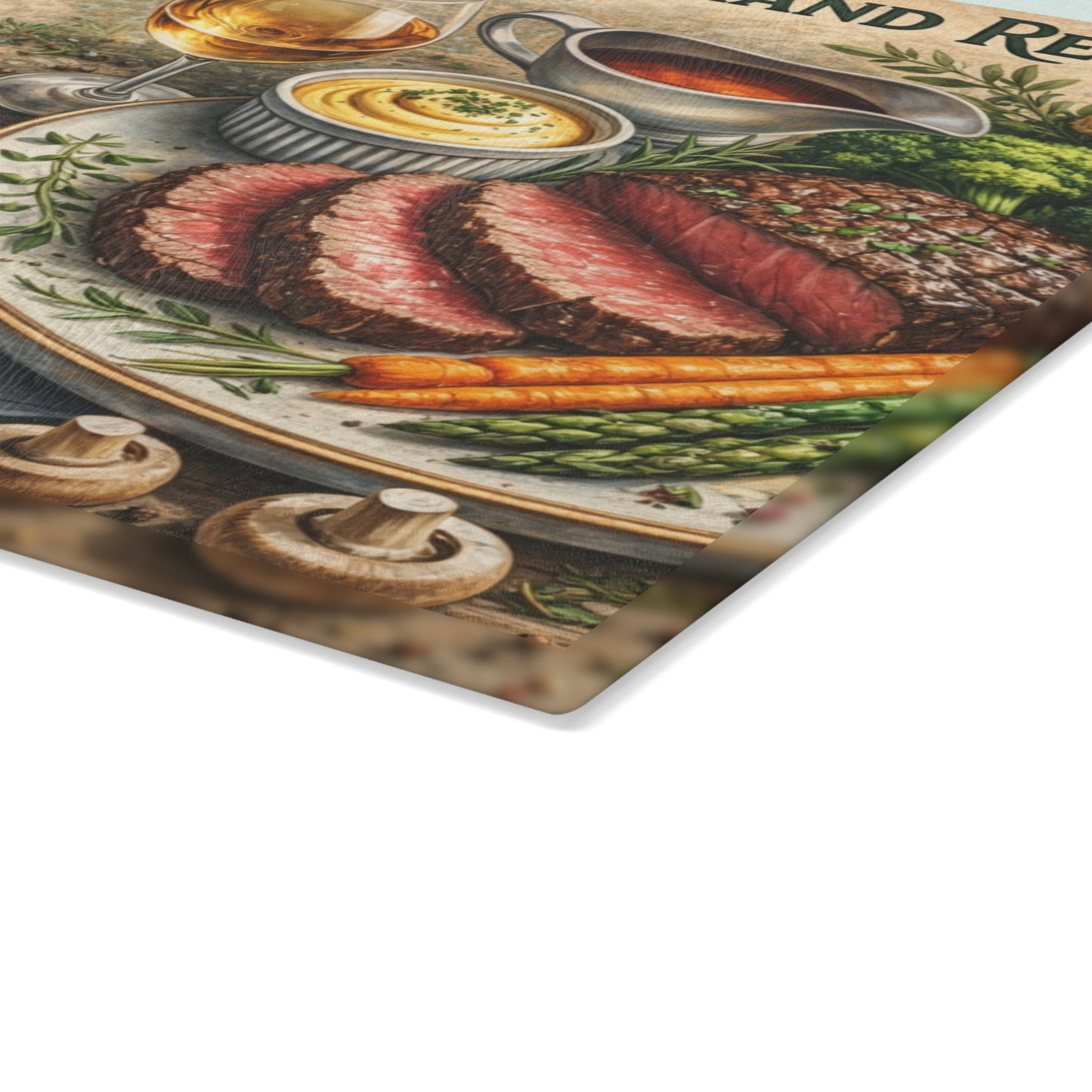 Authentic Chateaubriand Recipe Glass Cutting Board – Classic French Steak Kitchen Art
