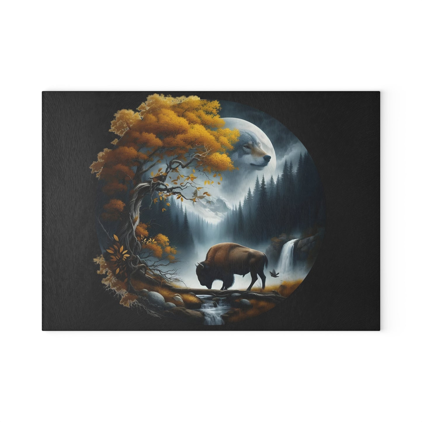🌌 Mystic Bison Moonlight Cutting Board – Wilderness Spirit for Your Kitchen 🦬