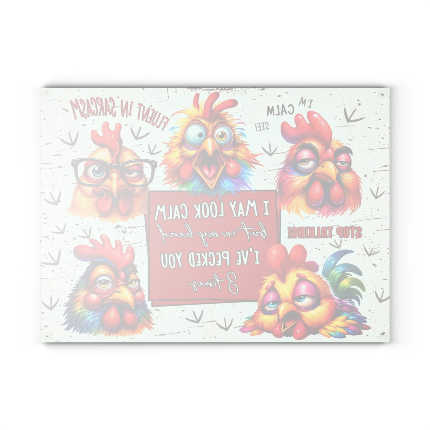 Sarcastic Chicken Glass Cutting Board – Funny Attitude Kitchen Decor Gift