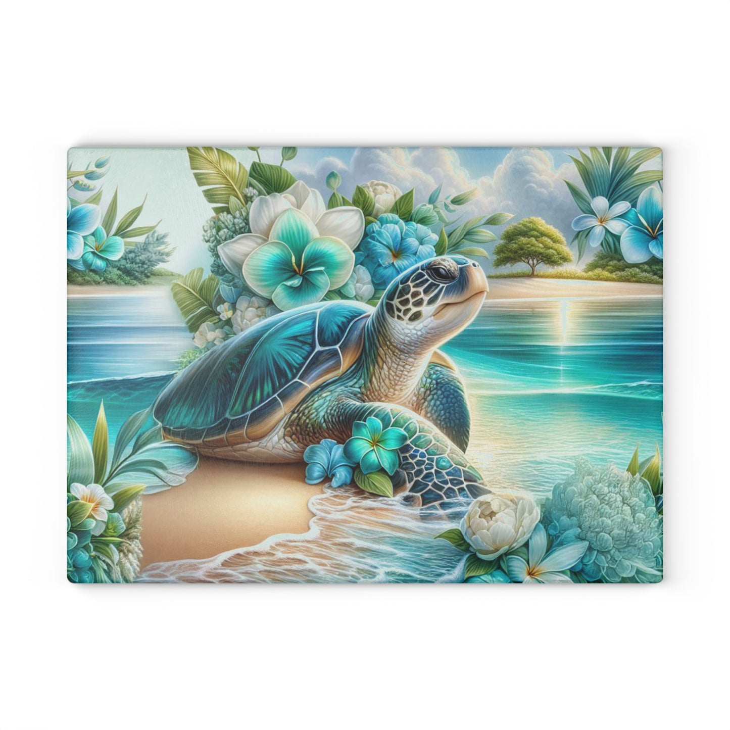 🐢 Tropical Sea Turtle Cutting Board – Coastal Tranquility for Your Kitchen