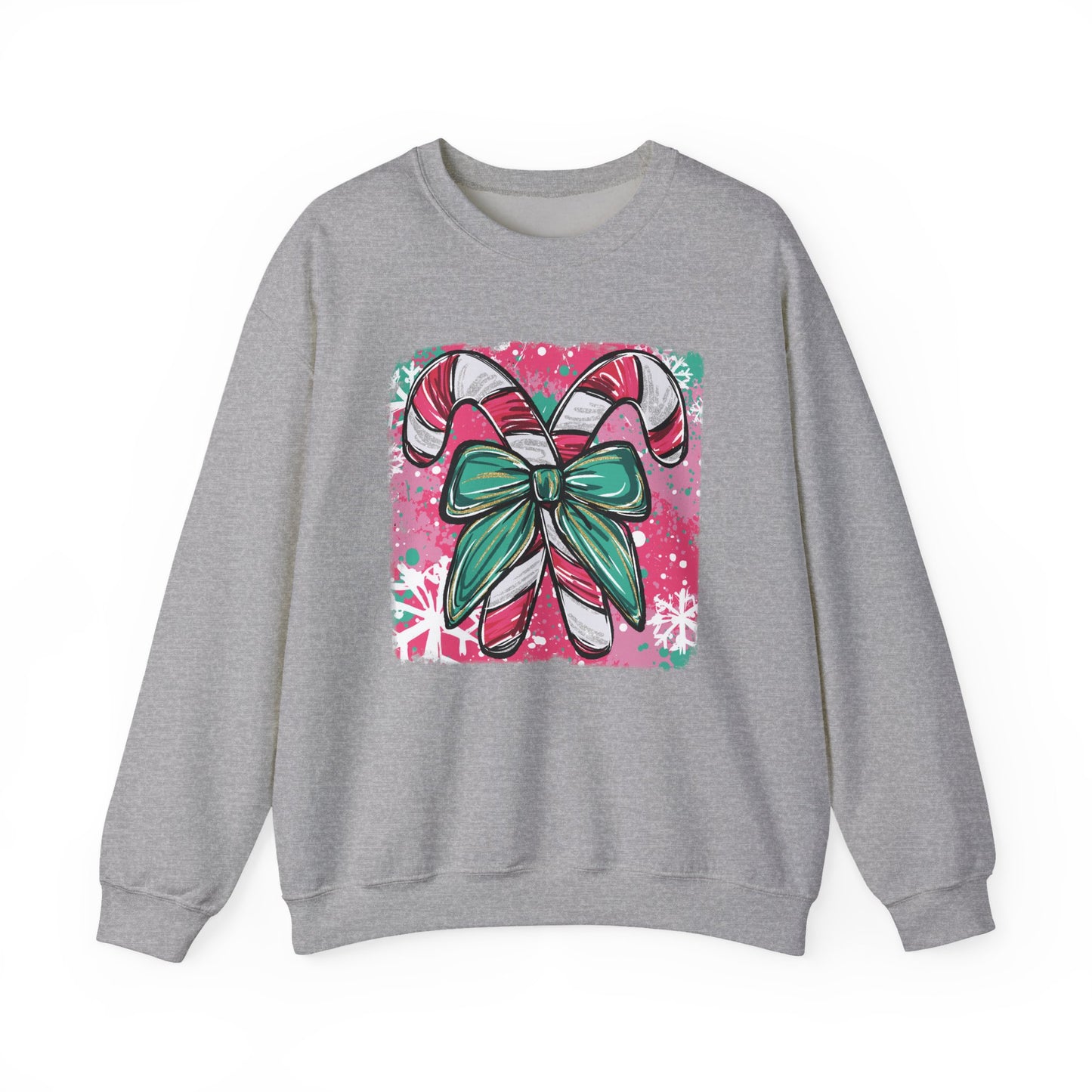 🍭✨ Candy Cane Bow Sweatshirt – Sweet Holiday Style 💖🎀