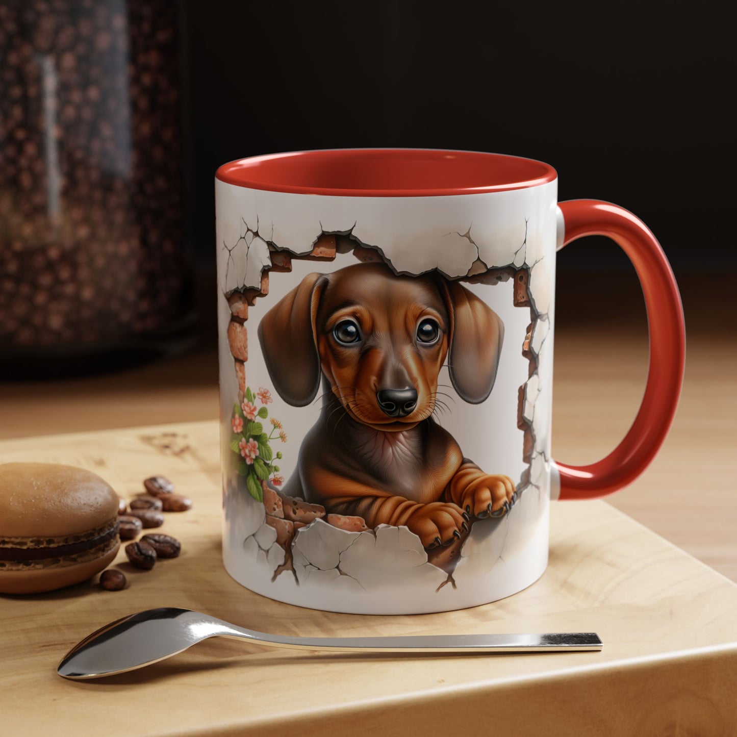 🐾🌭 Dachshund Puppy Accent Mug – Adorable Doxie Coffee Cup ☕❤️