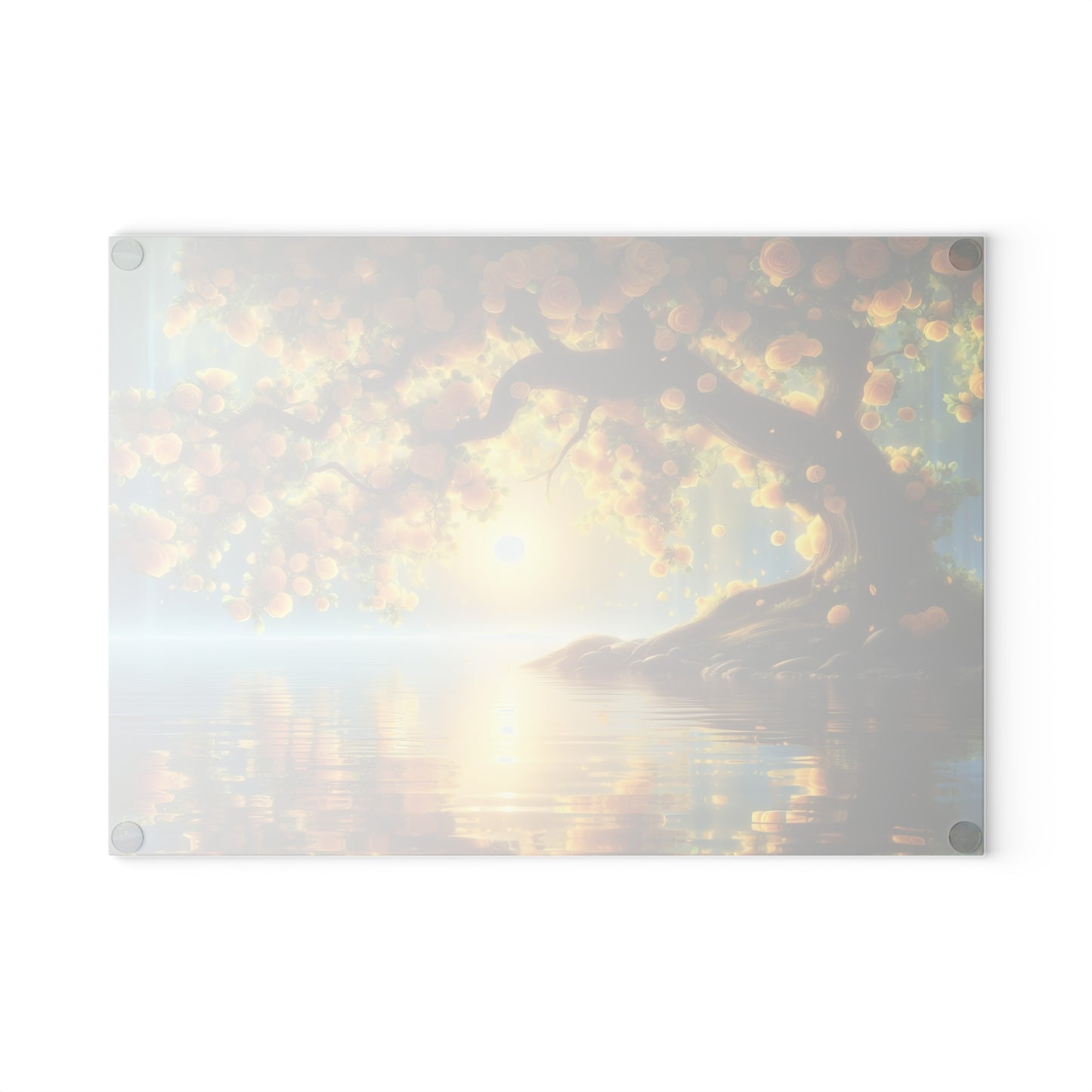 🌞 Golden Blossom Tree Cutting Board – Tranquil Elegance with Sunset Glow
