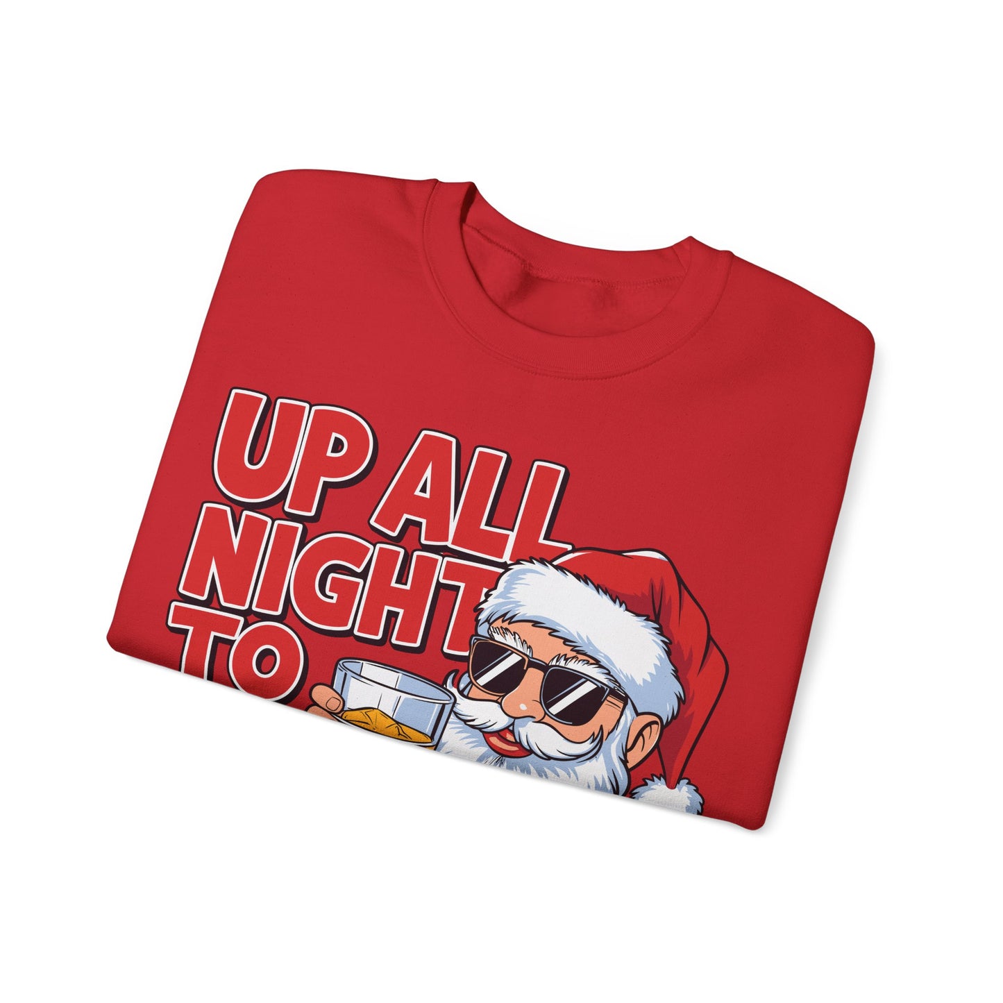 🎅🥃 Up All Night To Get Lucky Sweatshirt – Funny Santa Holiday Pullover for Men