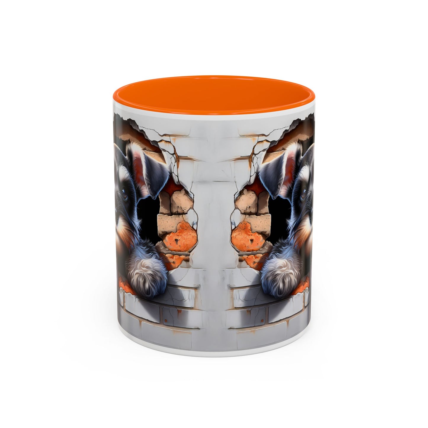 🎀🐶 Schnauzer Puppy Accent Mug – Cute Peek-Through Dog Design for Animal Lovers ☕💖