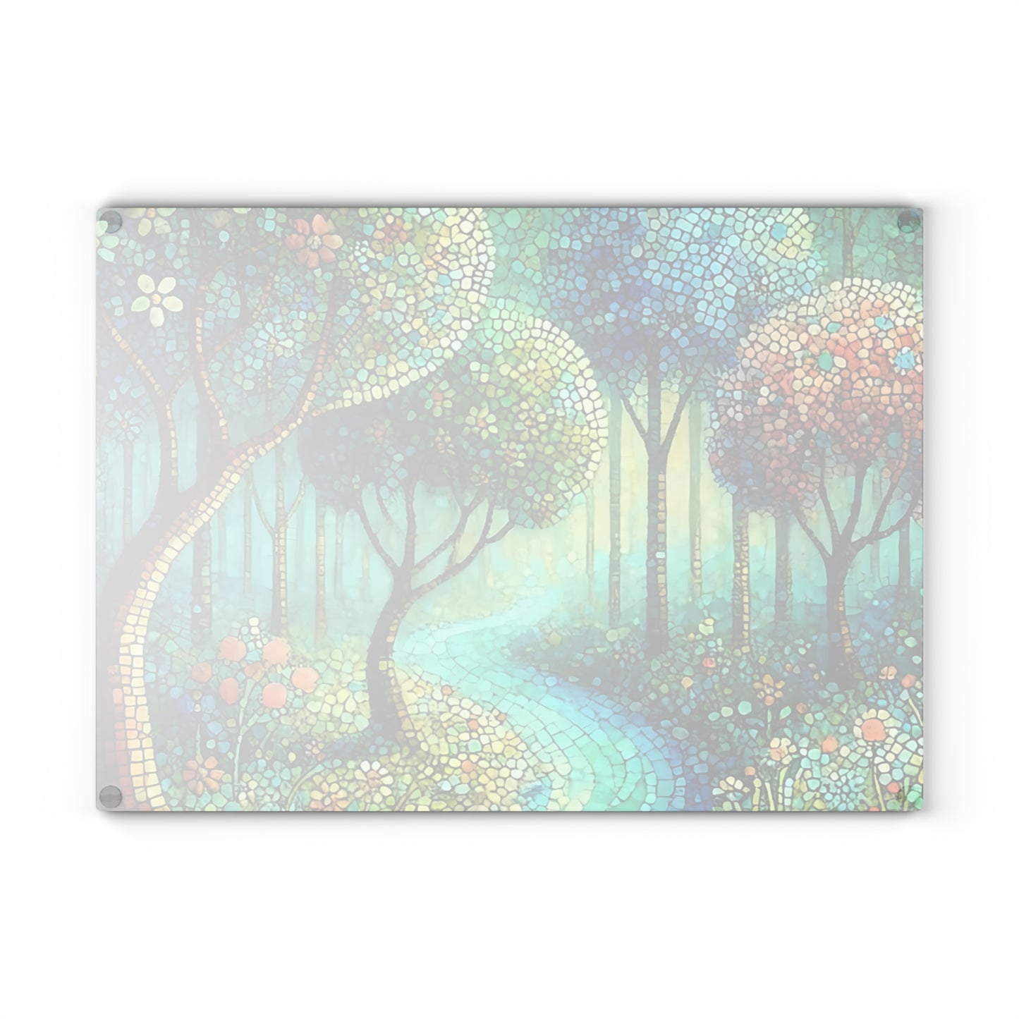 Tabla de cortar de vidrio templado con diseño de mosaico – Artistic Nature Design