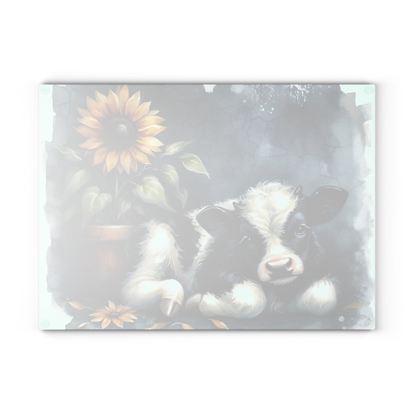 🐄 Sunflower & Baby Cow Cutting Board – Rustic Farmhouse Kitchen Decor