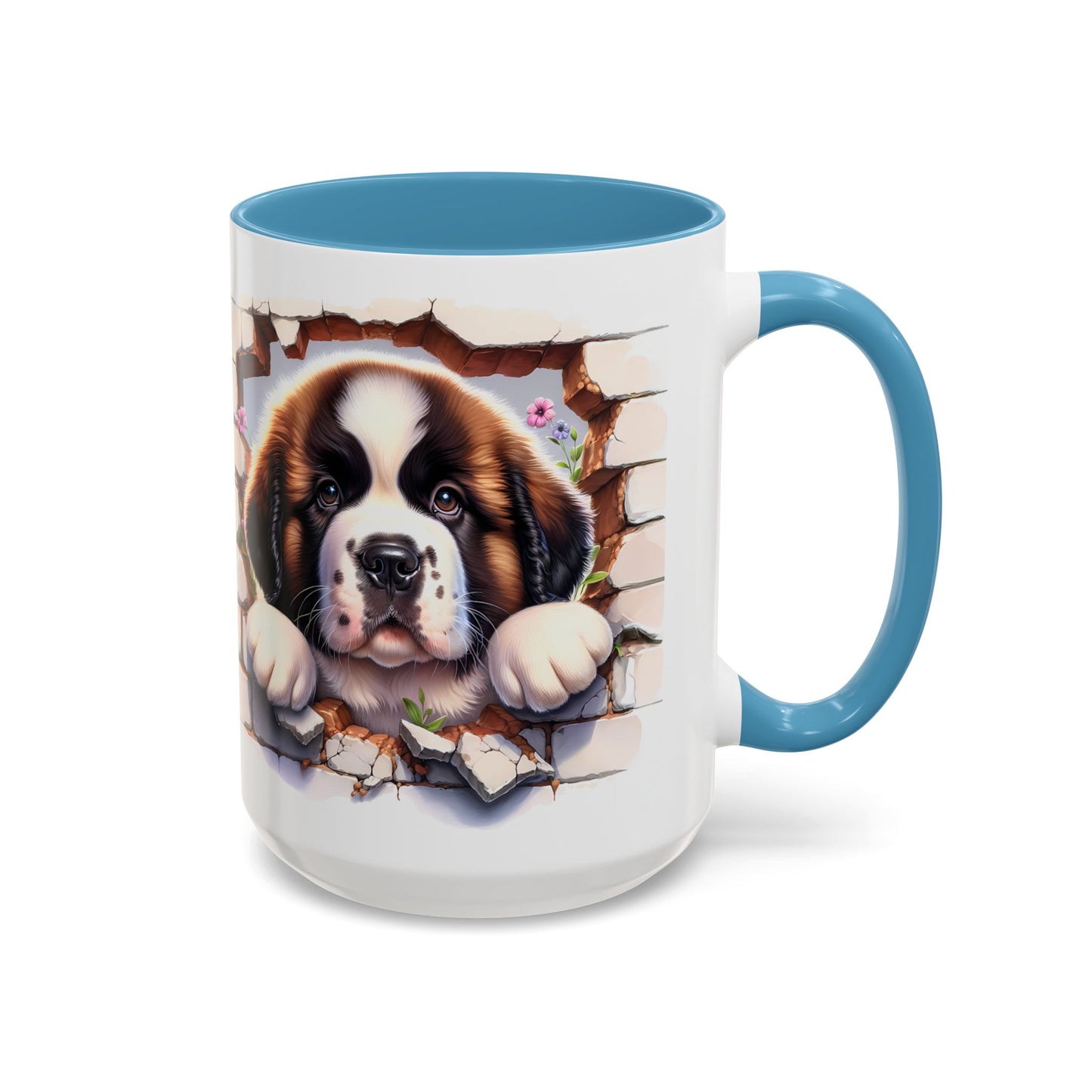 🐾☕ St. Bernard Puppy Peek Accent Mug – Gentle Giant Pup Lover Gift ✨❤️