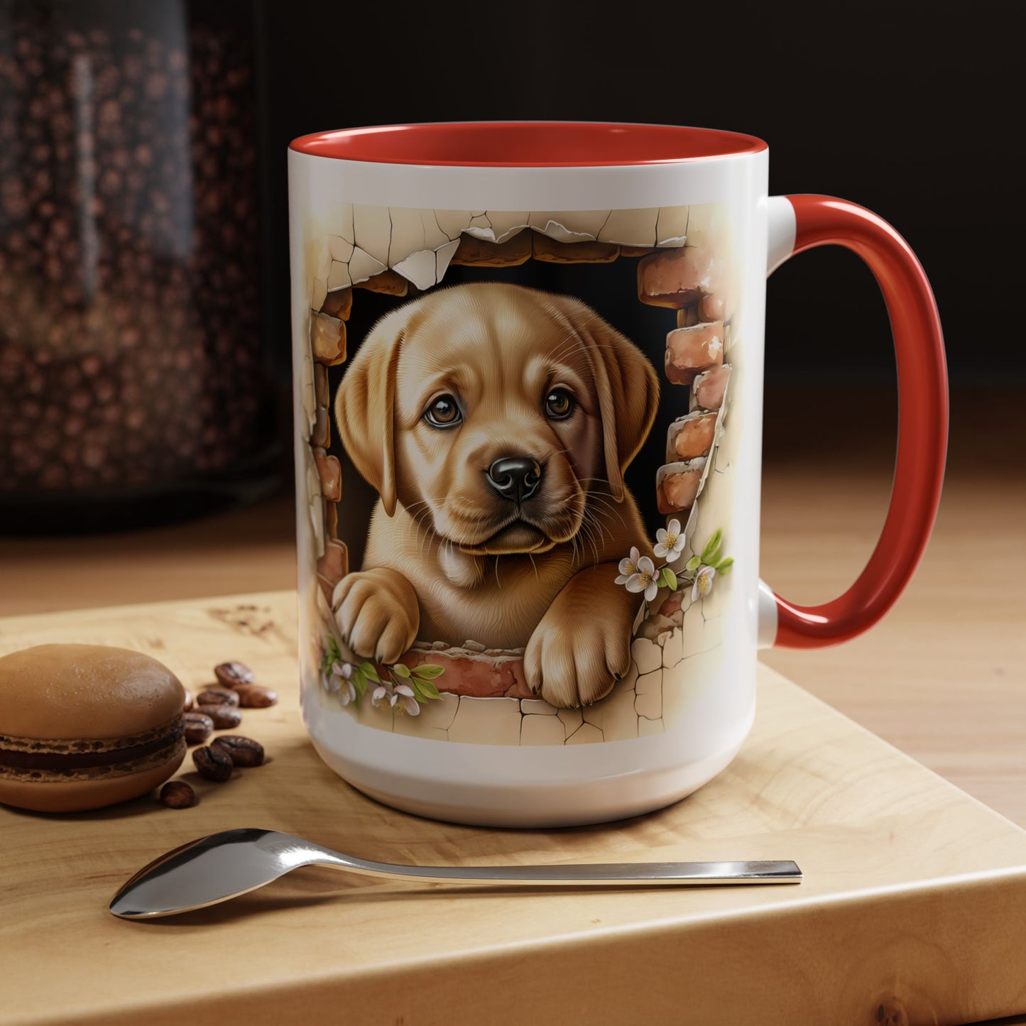 🐶☕ Labrador Puppy Peek Accent Mug – Sweet Yellow Lab Lover Gift ✨💛