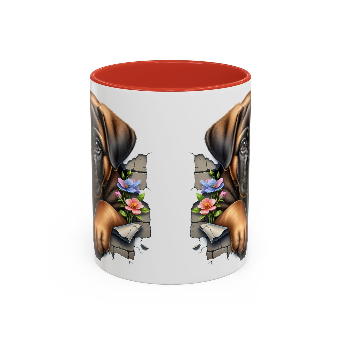 🧡 Boxer Puppy Accent Mug – Adorable Peek-Through Cup for Dog Lovers