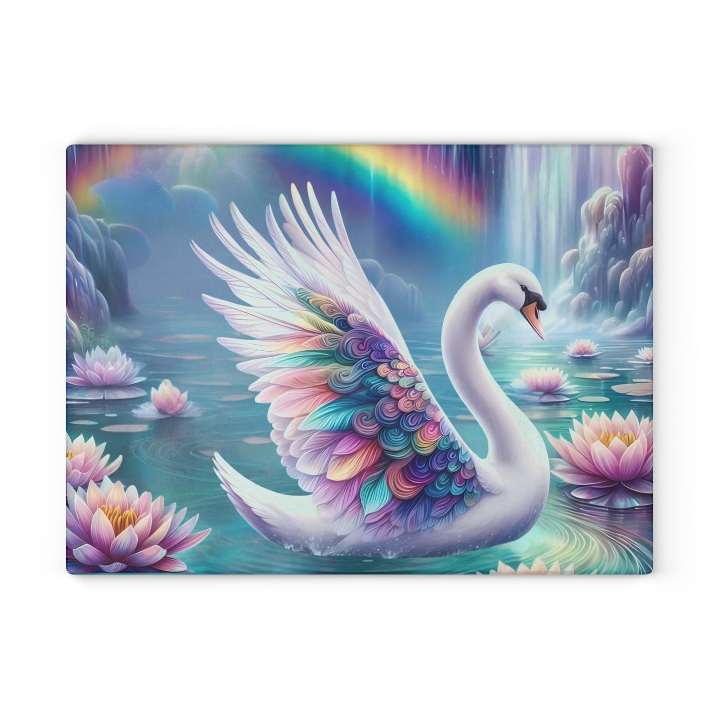 Swan Glass Cutting Board – Elegant Kitchen Decor | Tempered Glass Serving Board with Graceful Bird Design