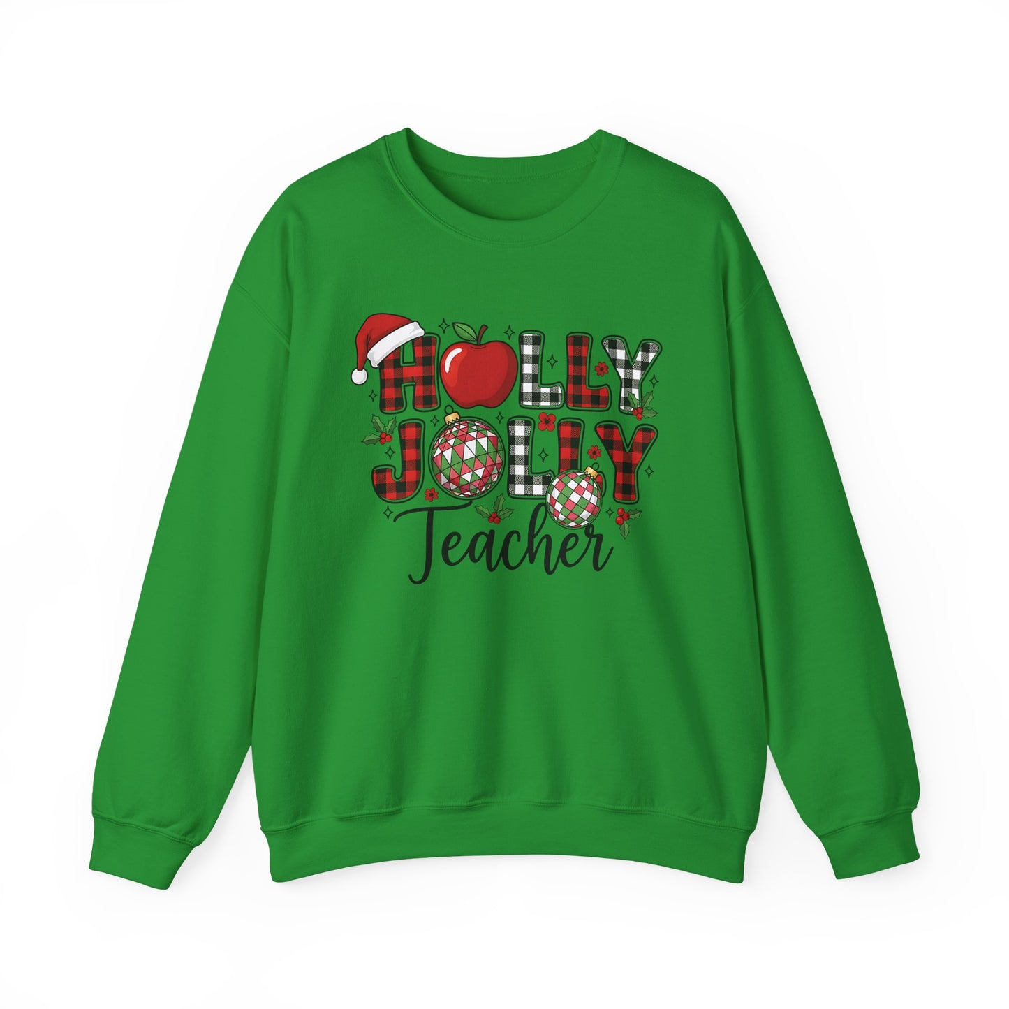 🍎✨ Holly Jolly Teacher Sweatshirt – Festive Classroom Cheer 🎄📚