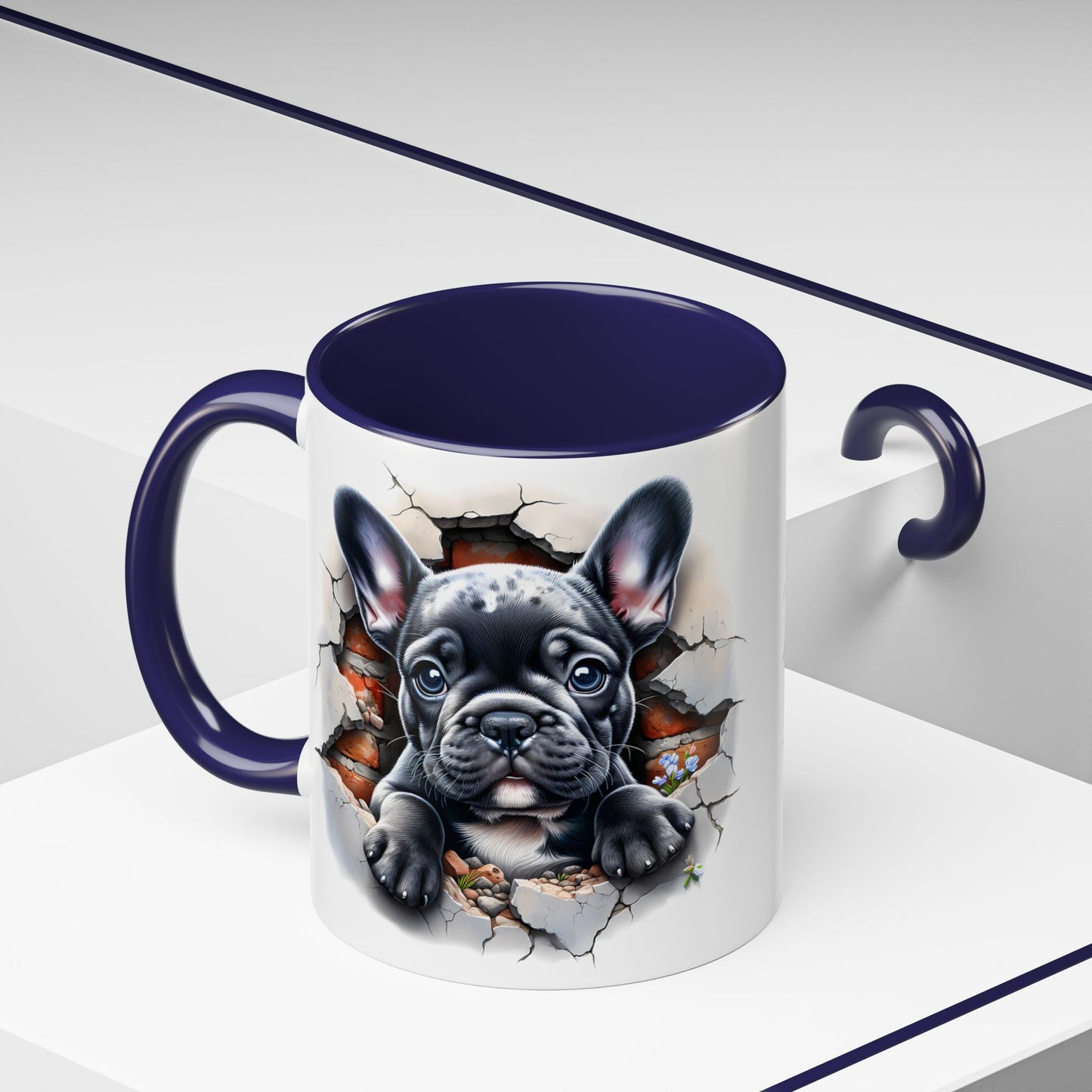 🐾🖤 Black French Bulldog Puppy Accent Mug – Cute Peek-Through Cup for Dog Lovers ☕✨