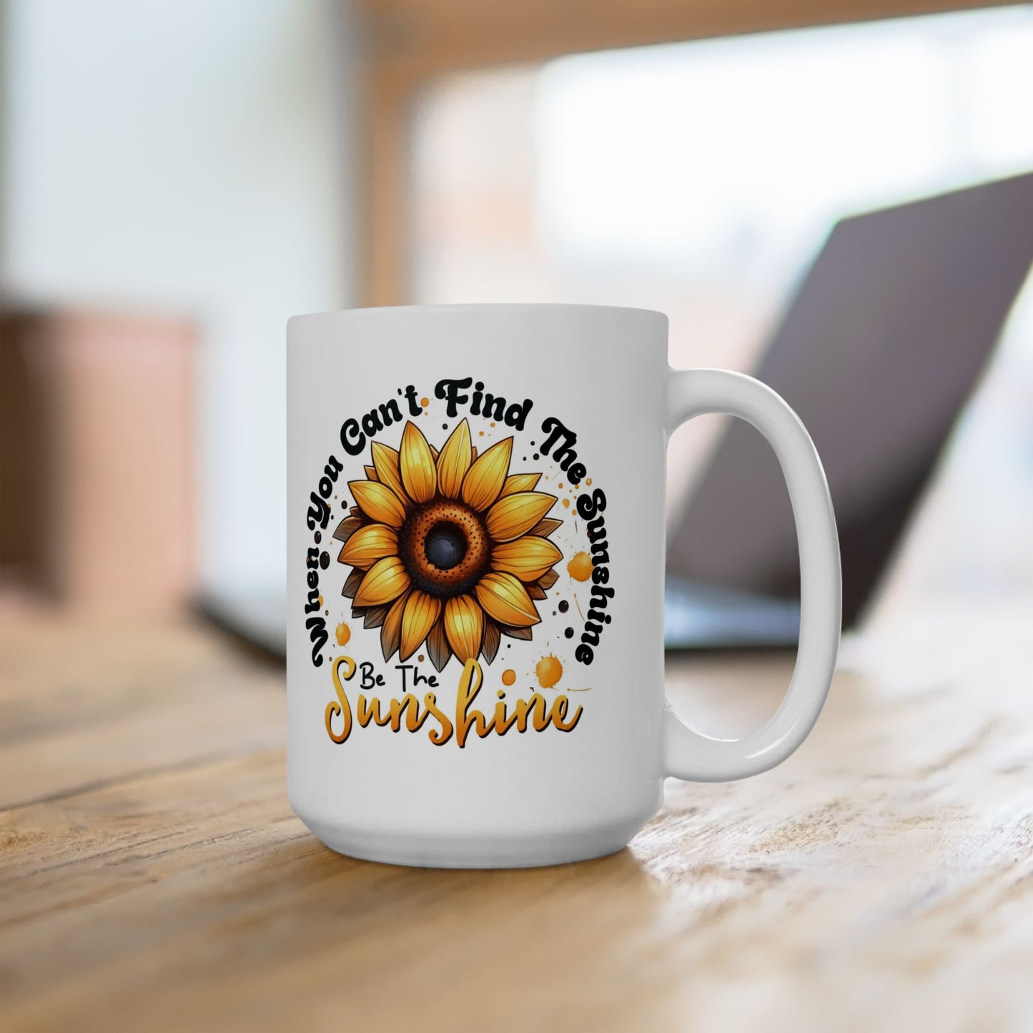 🌻☀️ Sunflower Sunshine Mug – Inspirational Coffee Cup with Quote ☕💛