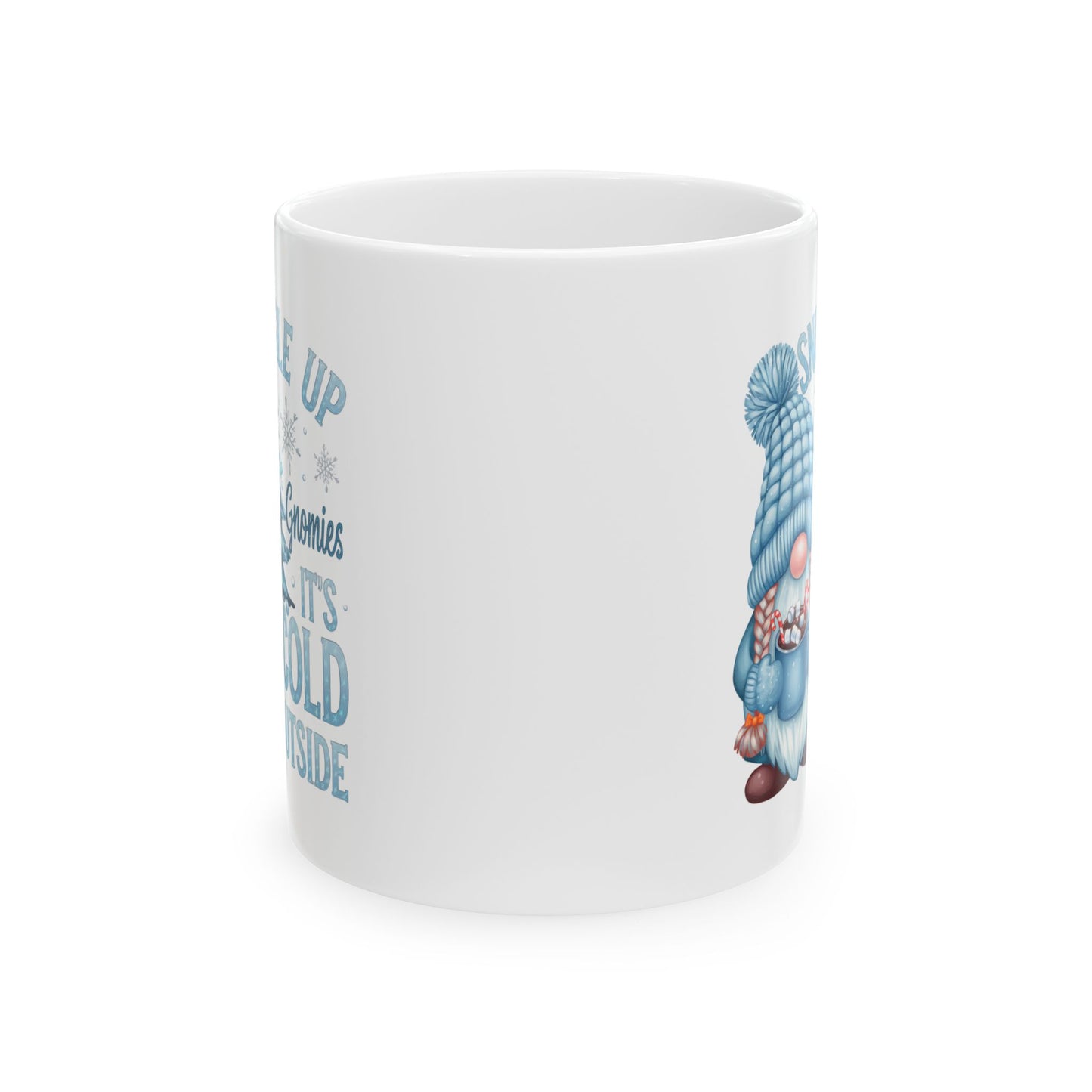 ☕ Snuggle Up Gnomies Mug – Cozy Up, It’s Cold Outside ❄️⛄