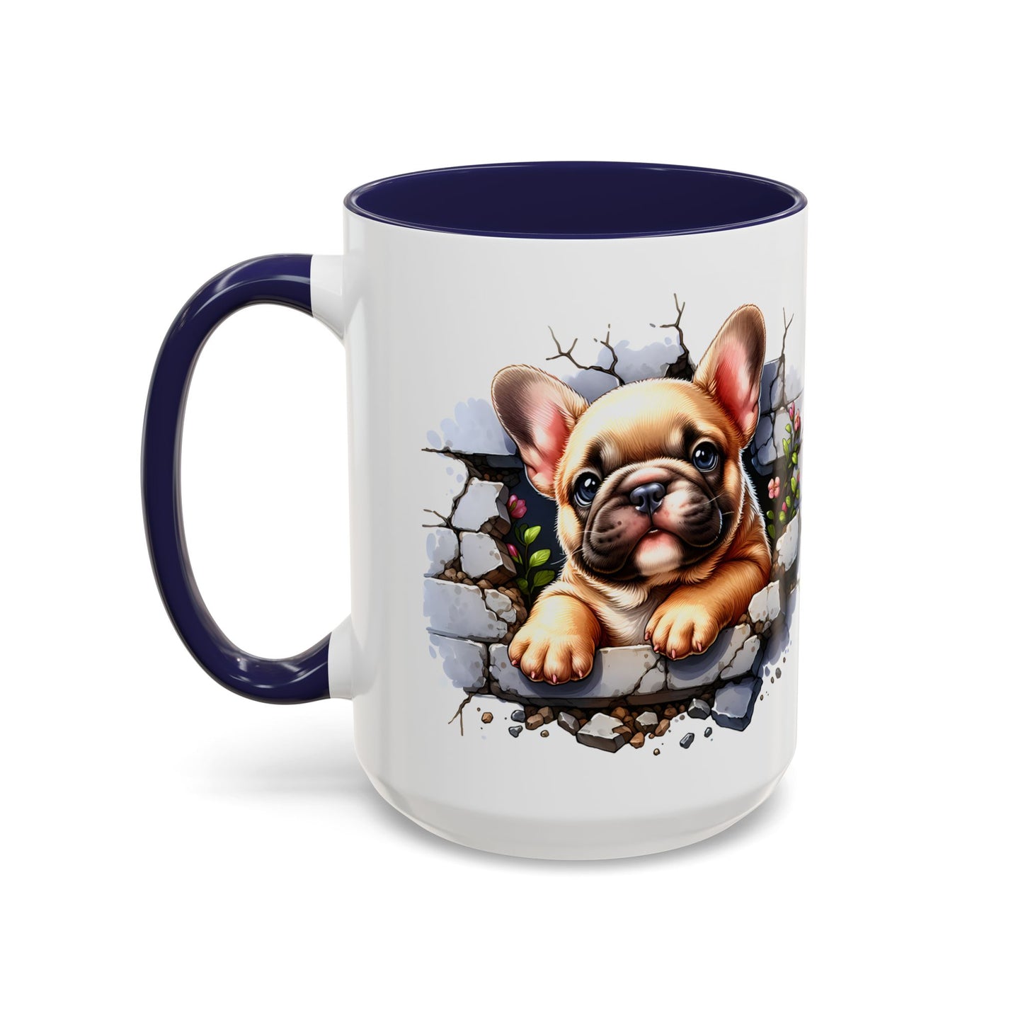 🐾☕ Tan French Bulldog Puppy Accent Mug – Sweet Peek-Through Pup Design ✨