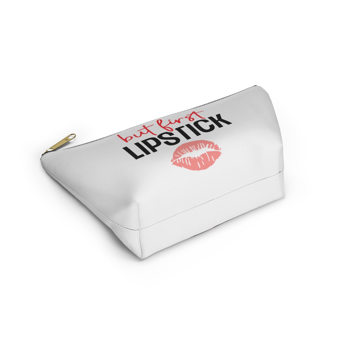 Accessory Pouch – "But First Lipstick" Red Makeup Bag
