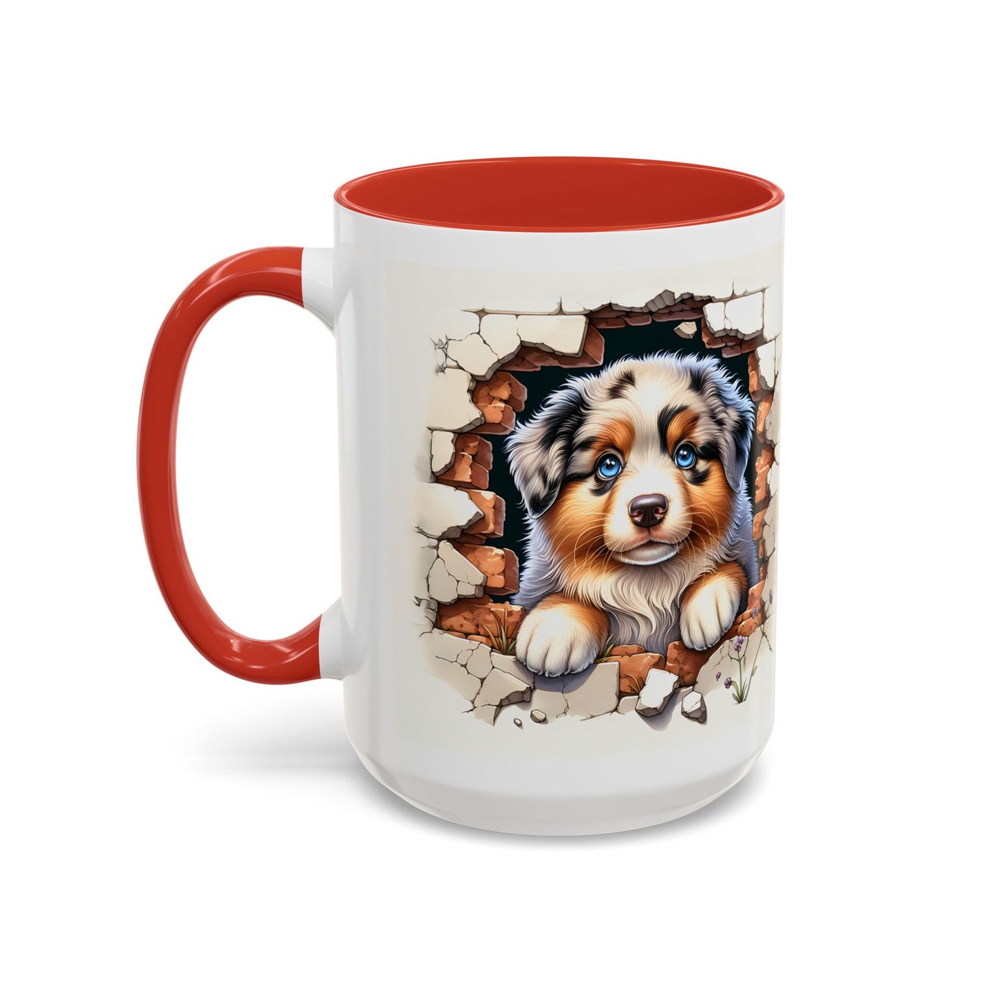 🐾☕ Australian Shepherd Puppy Peek Accent Mug – Blue-Eyed Beauty Dog Lover Gift ✨💙