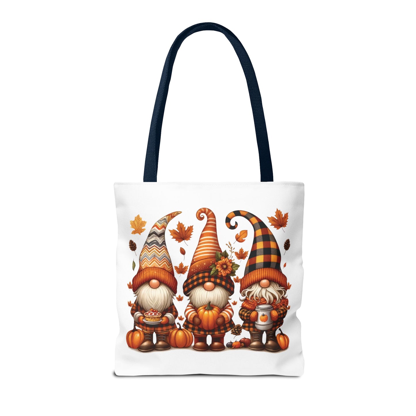 🍁 Autumn Gnome Trio Tote Bag – Cozy Fall Charm with Pumpkin Spice Magic