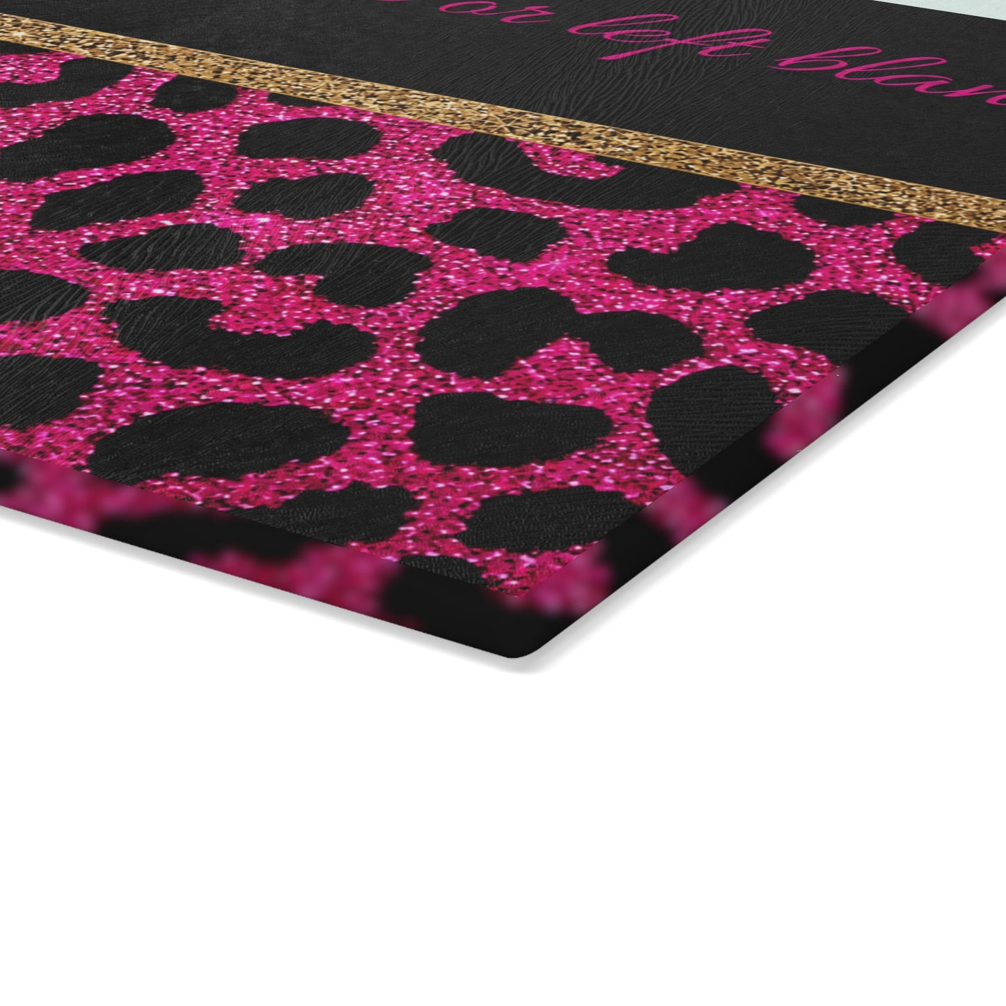 Personalized Pink Leopard Print Glass Cutting Board