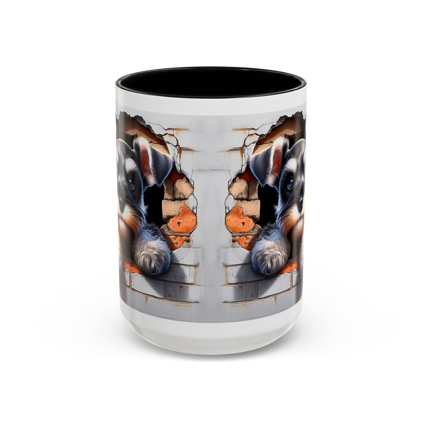 🎀🐶 Schnauzer Puppy Accent Mug – Cute Peek-Through Dog Design for Animal Lovers ☕💖