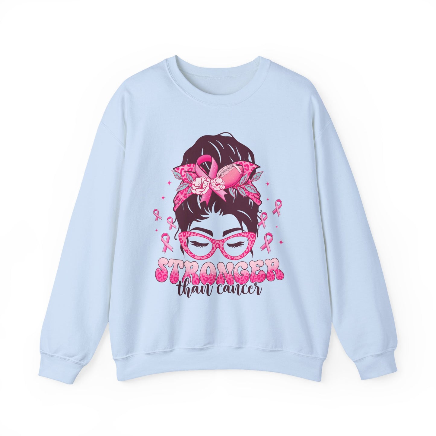 💪🎀 Stronger Than Cancer Sweatshirt – Bold Leopard Print Breast Cancer Awareness Crewneck