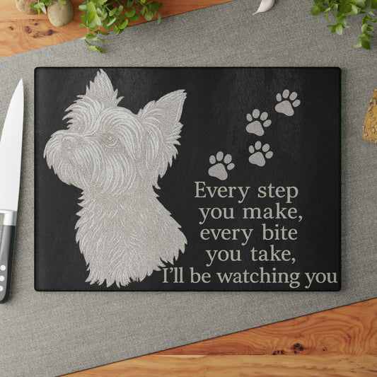 🐾👀 Yorkie Watching You Cutting Board – Playful Pup Charm for Your Kitchen 🍴✨
