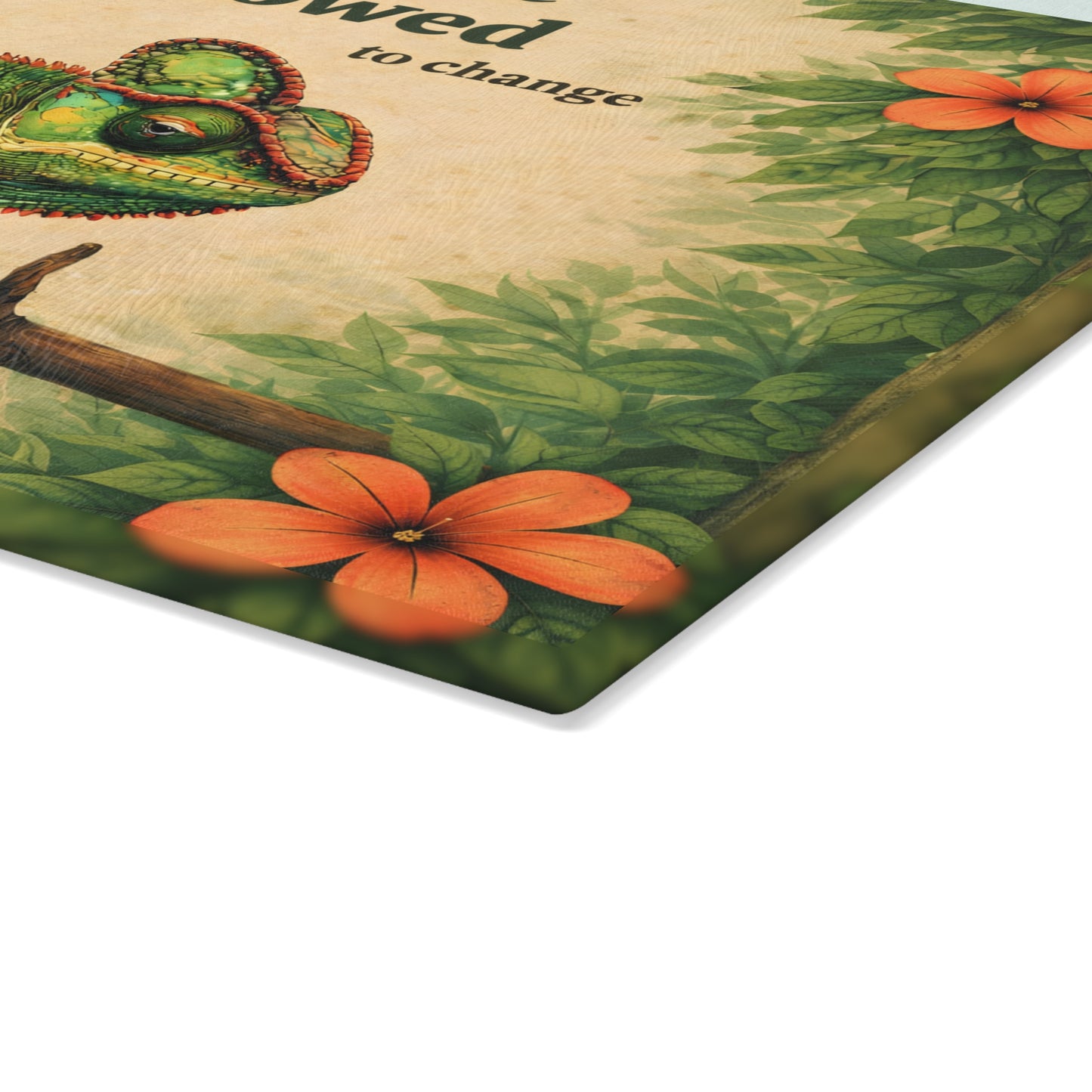 You’re Allowed to Change Glass Cutting Board – Inspirational Chameleon Garden Art Kitchen Decor