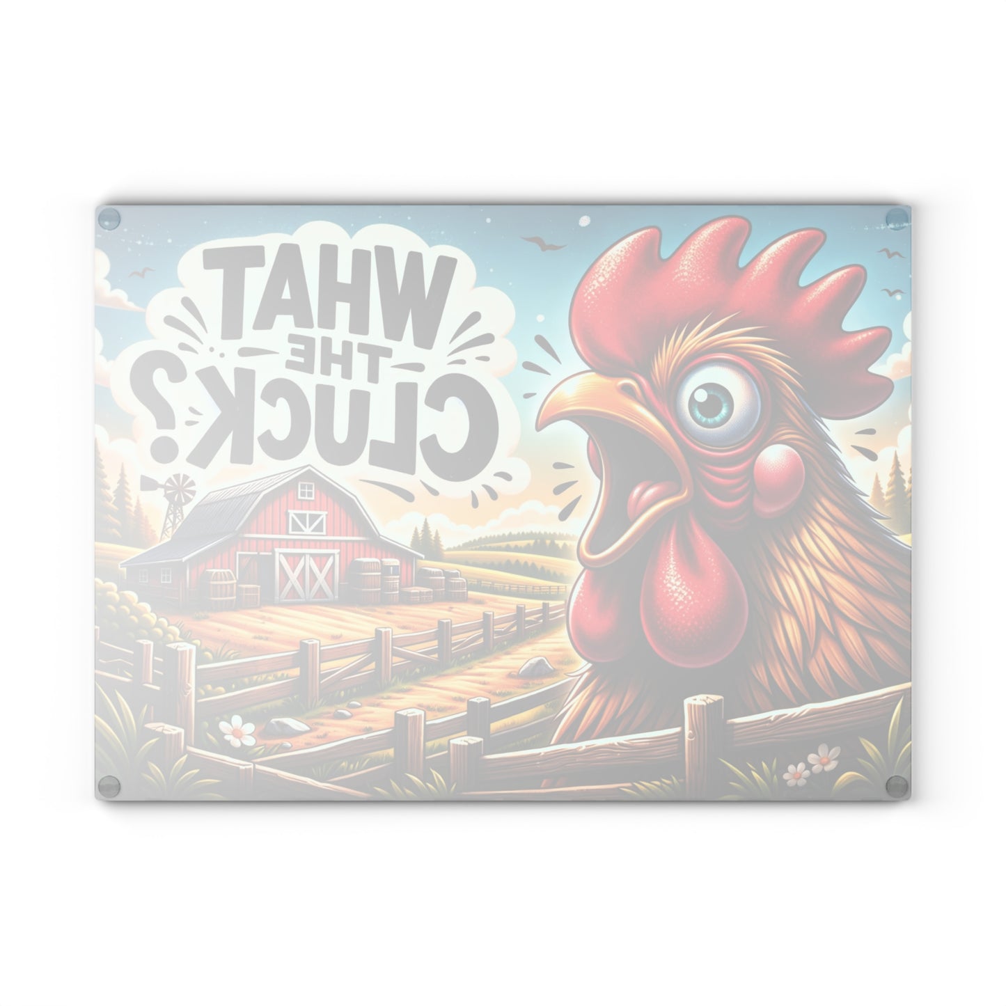 What the Cluck Glass Cutting Board – Funny Farm Rooster Kitchen Decor