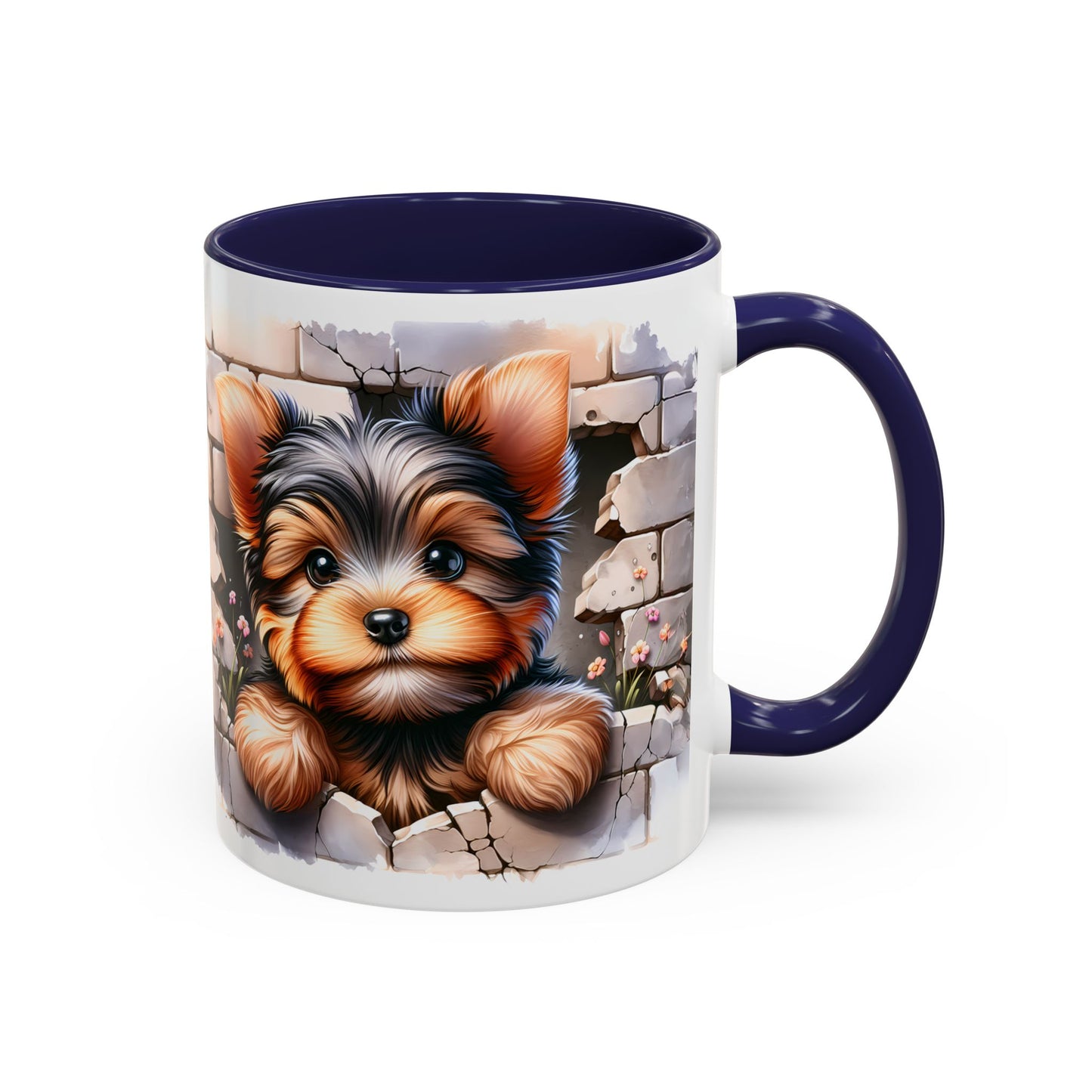 🎀🐶 Yorkie Puppy Accent Mug – Cute Peek-Through Dog Design for Animal Lovers ☕💖