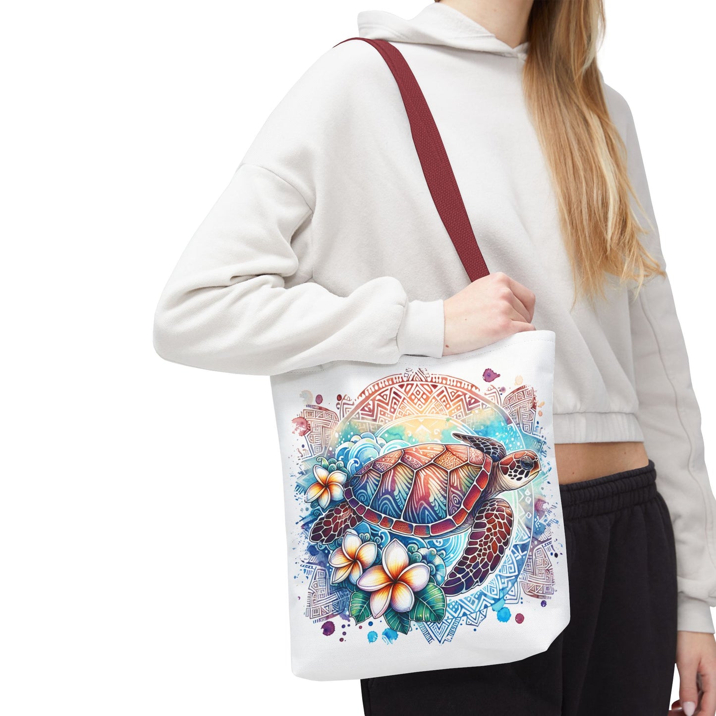🐢 Vibrant Tribal Sea Turtle Tote Bag – Ocean Beauty Meets Island Vibes 🌊👜