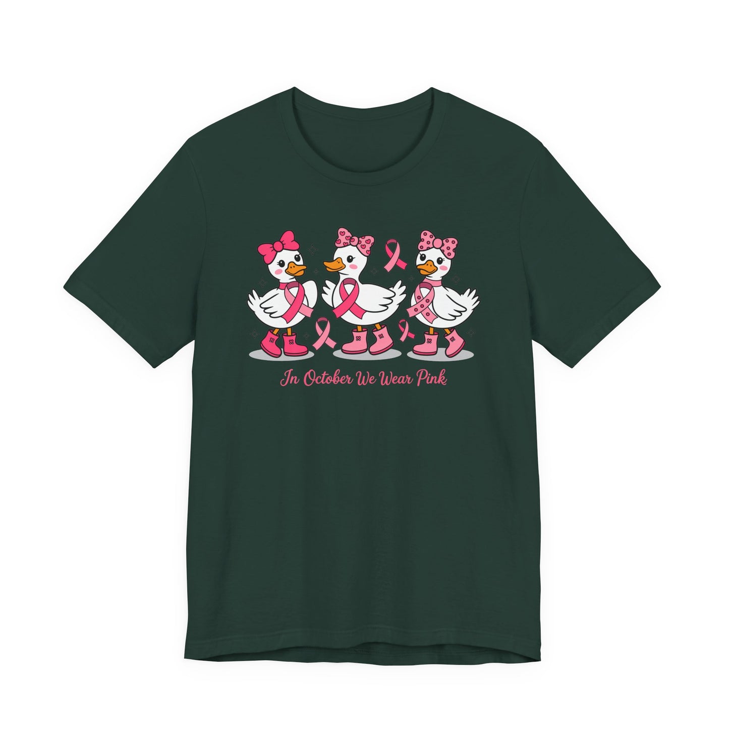 🎀🦆 In October We Wear Pink Duck T-Shirt – Cute Breast Cancer Awareness Tee 💖✨