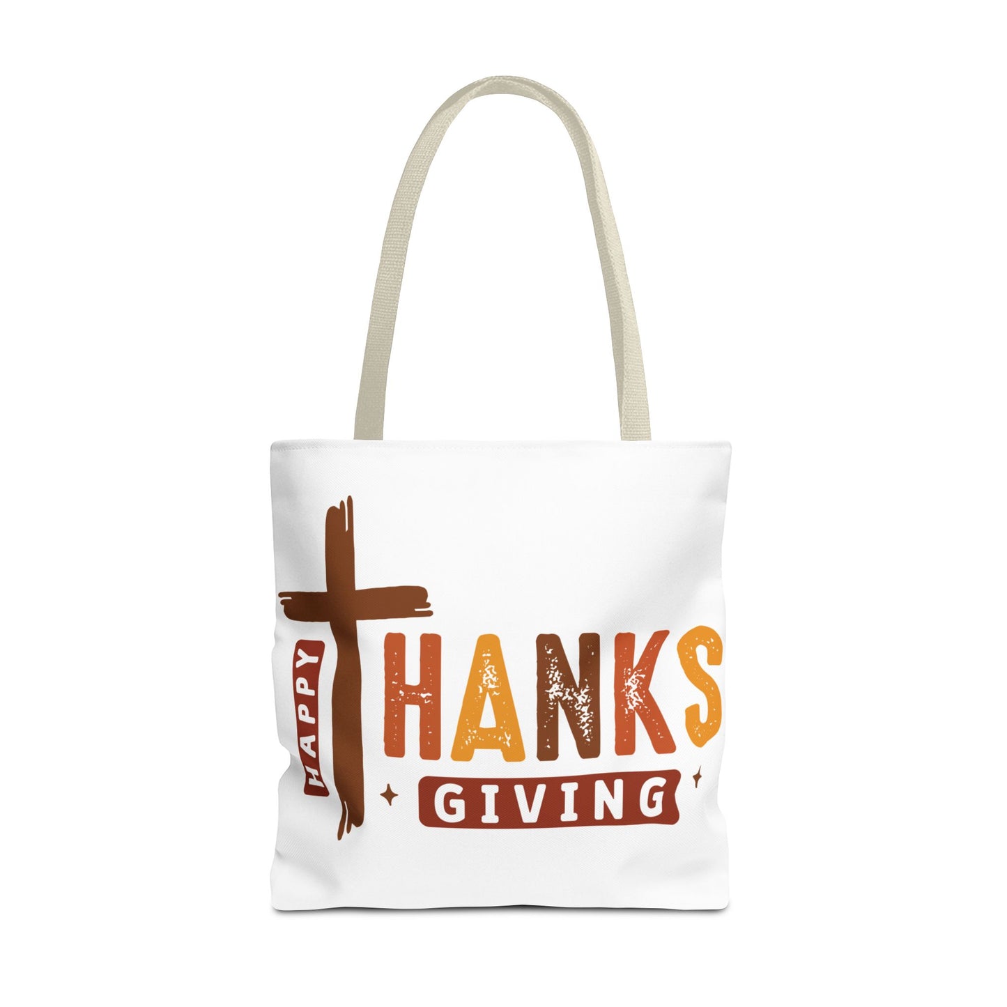 ✝️ Happy Thanksgiving Cross Tote – Faith & Gratitude in Fall Colors 🍂
