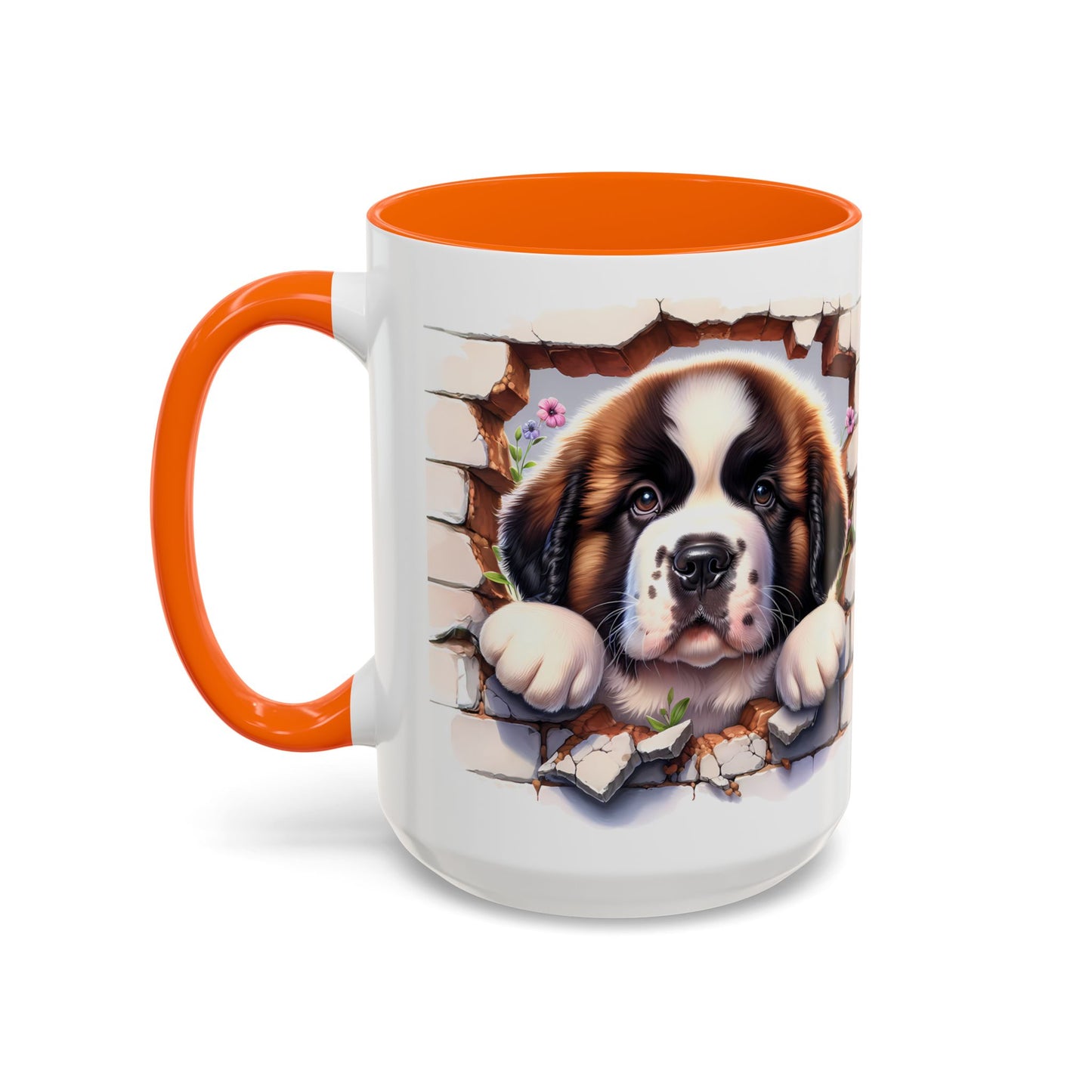 🐾☕ St. Bernard Puppy Peek Accent Mug – Gentle Giant Pup Lover Gift ✨❤️