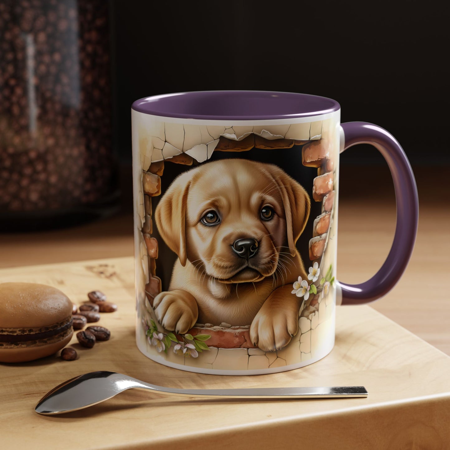 🐶☕ Labrador Puppy Peek Accent Mug – Sweet Yellow Lab Lover Gift ✨💛