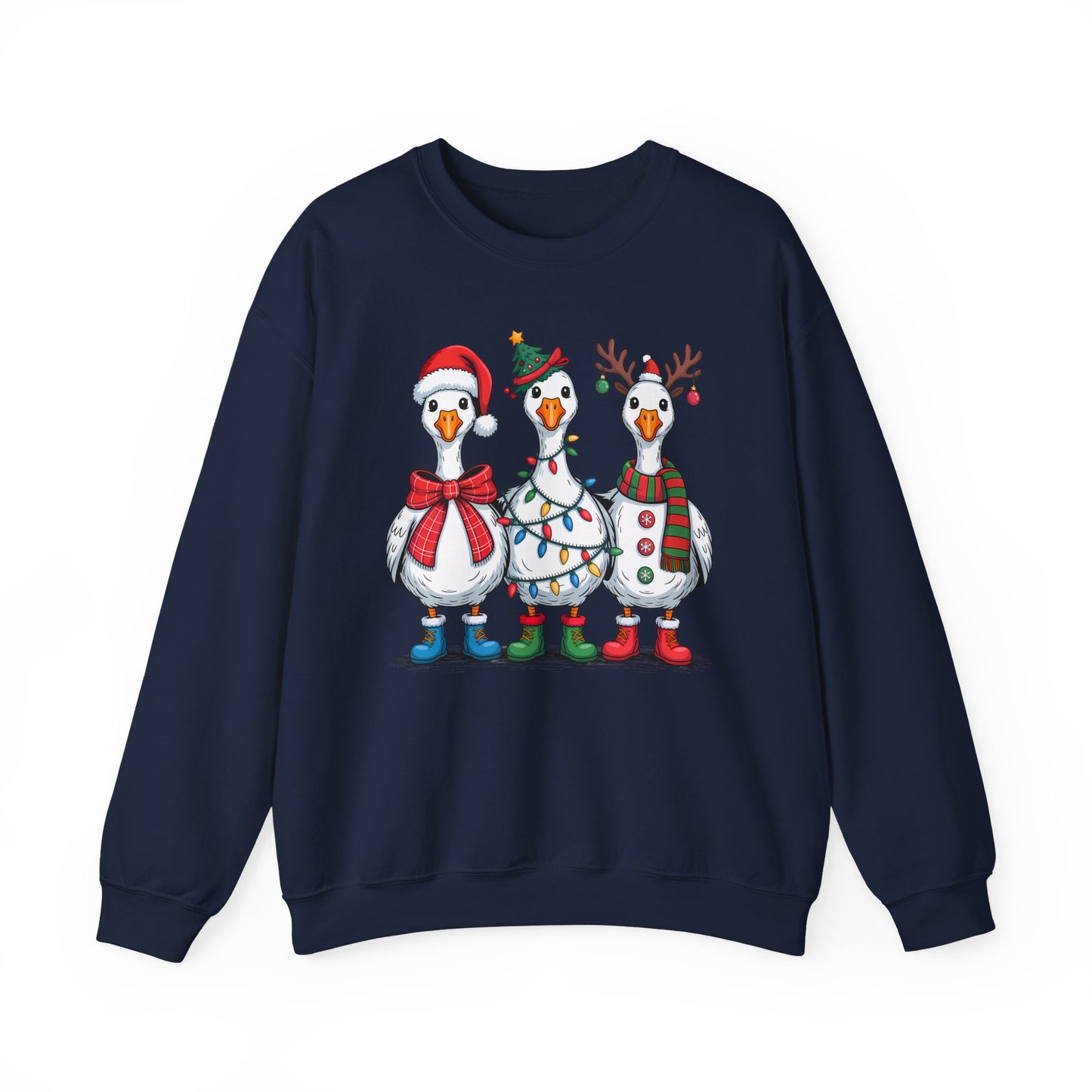 🪿🎄 Festive Goose Trio Sweatshirt – Whimsical Holiday Cheer in Cozy Style