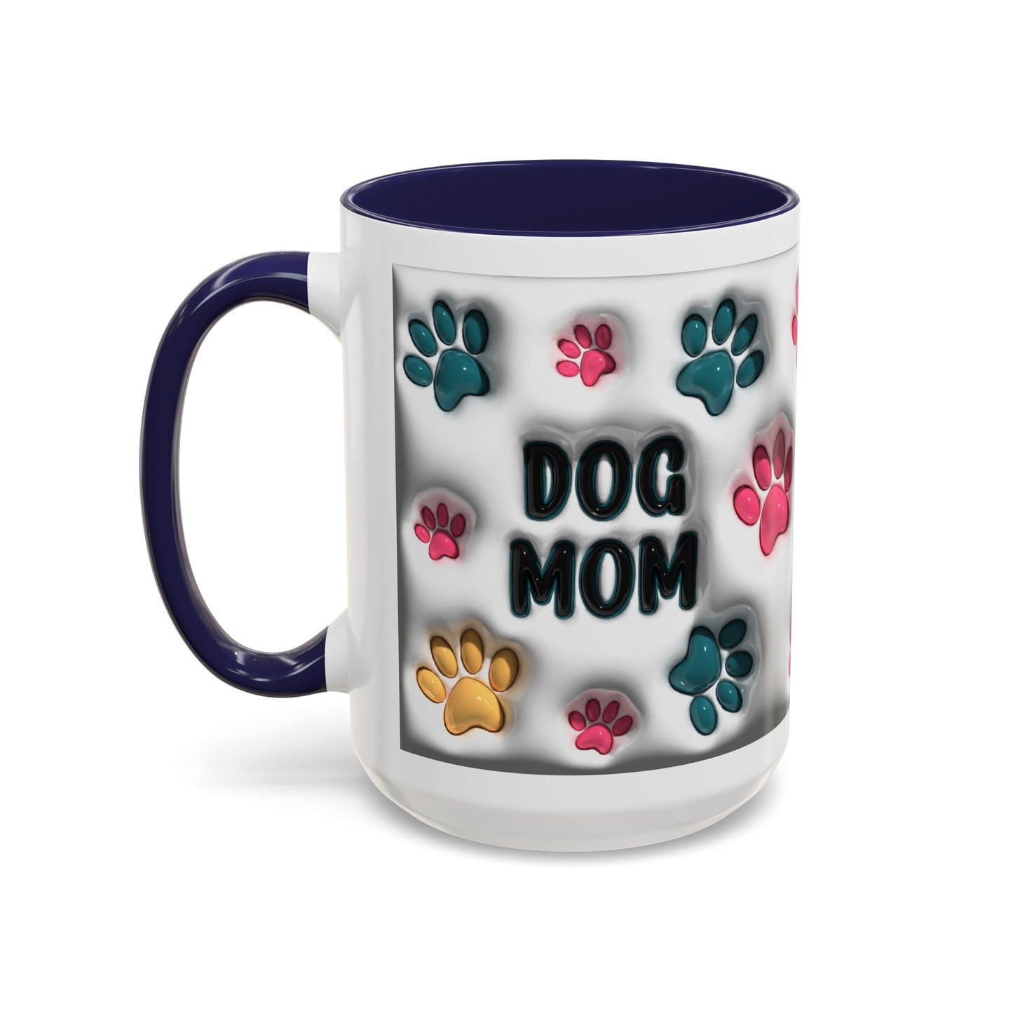 Dog Mom Accent Mug – Colorful Paw Print Cup for Proud Pet Parents