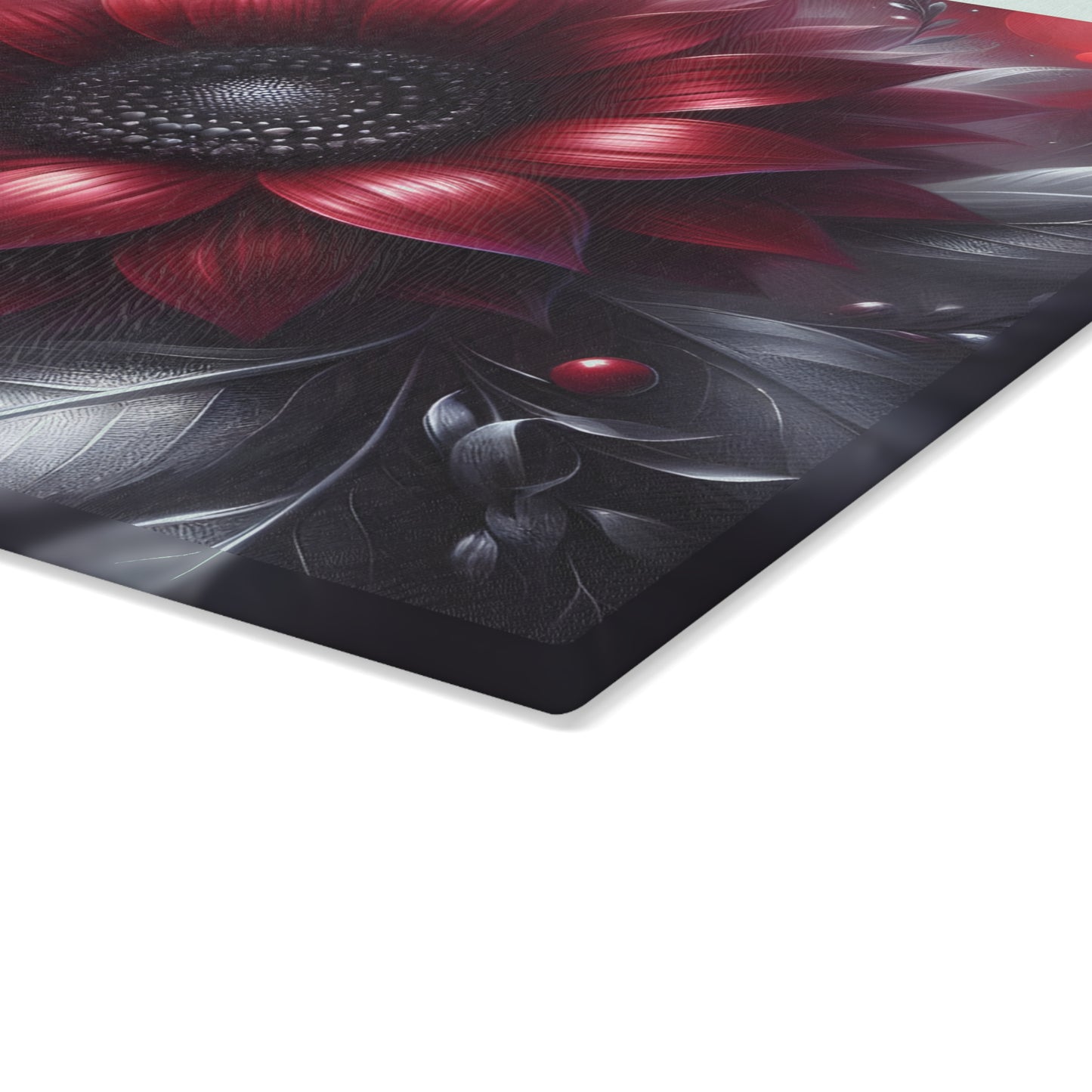 🌻🖤 Red and Black Sunflower Cutting Board – Bold Elegance for Your Kitchen 🌹
