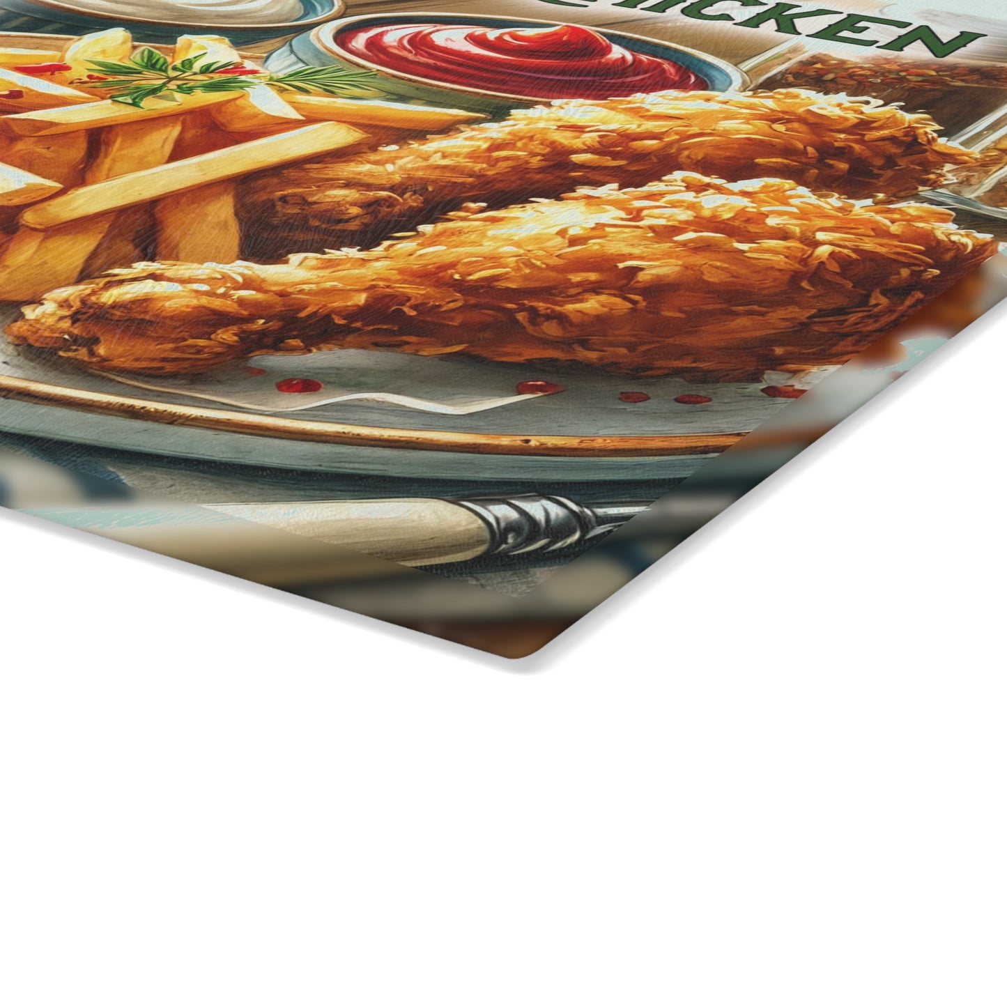🍗 Crispy Fried Chicken Recipe – Southern Kitchen Charm Glass Cutting Board