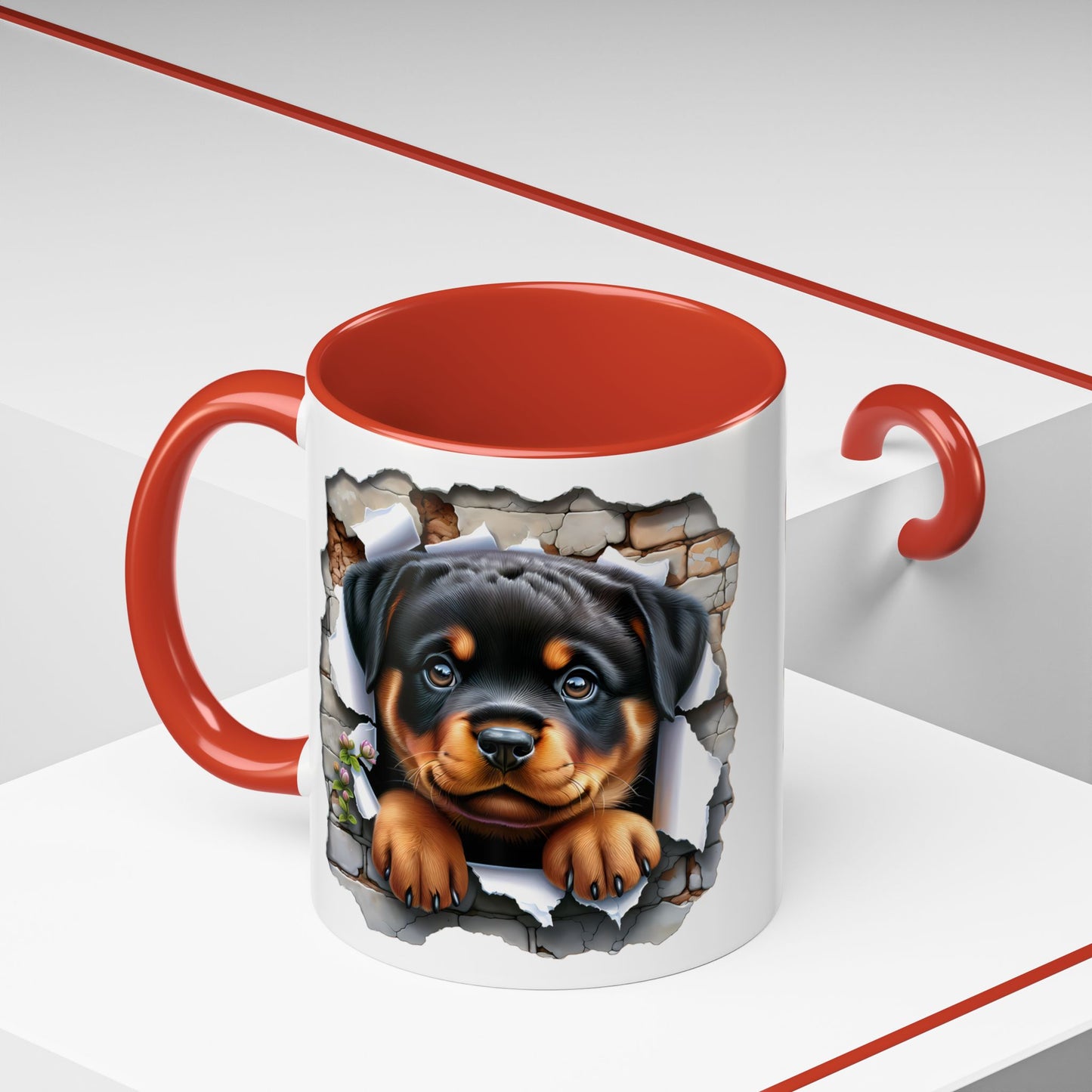 🐾☕ Rottweiler Puppy Accent Mug – Sweet Breakthrough Pup Design ✨