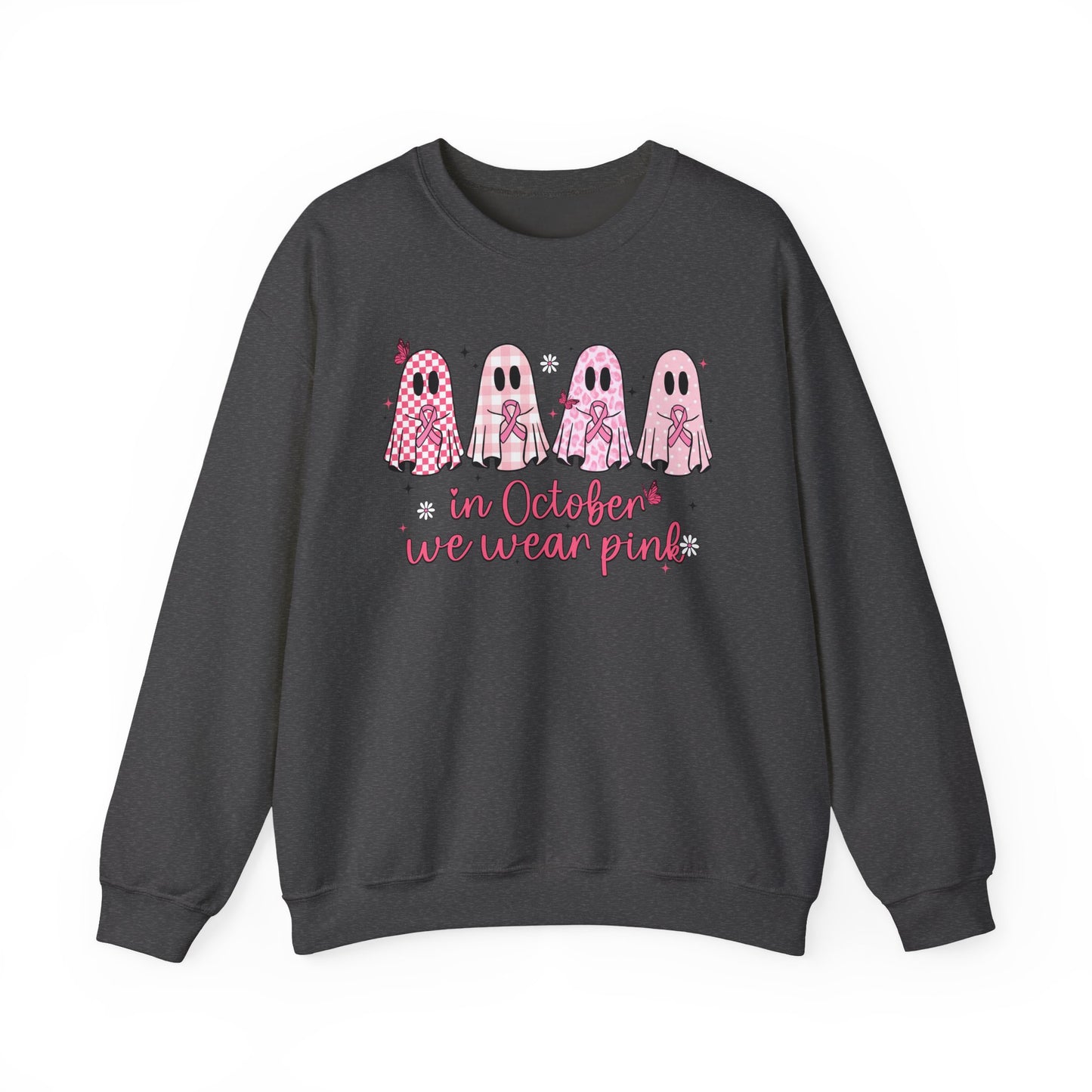 🎀👻 In October We Wear Pink Sweatshirt – Breast Cancer Awareness Halloween Ghosts