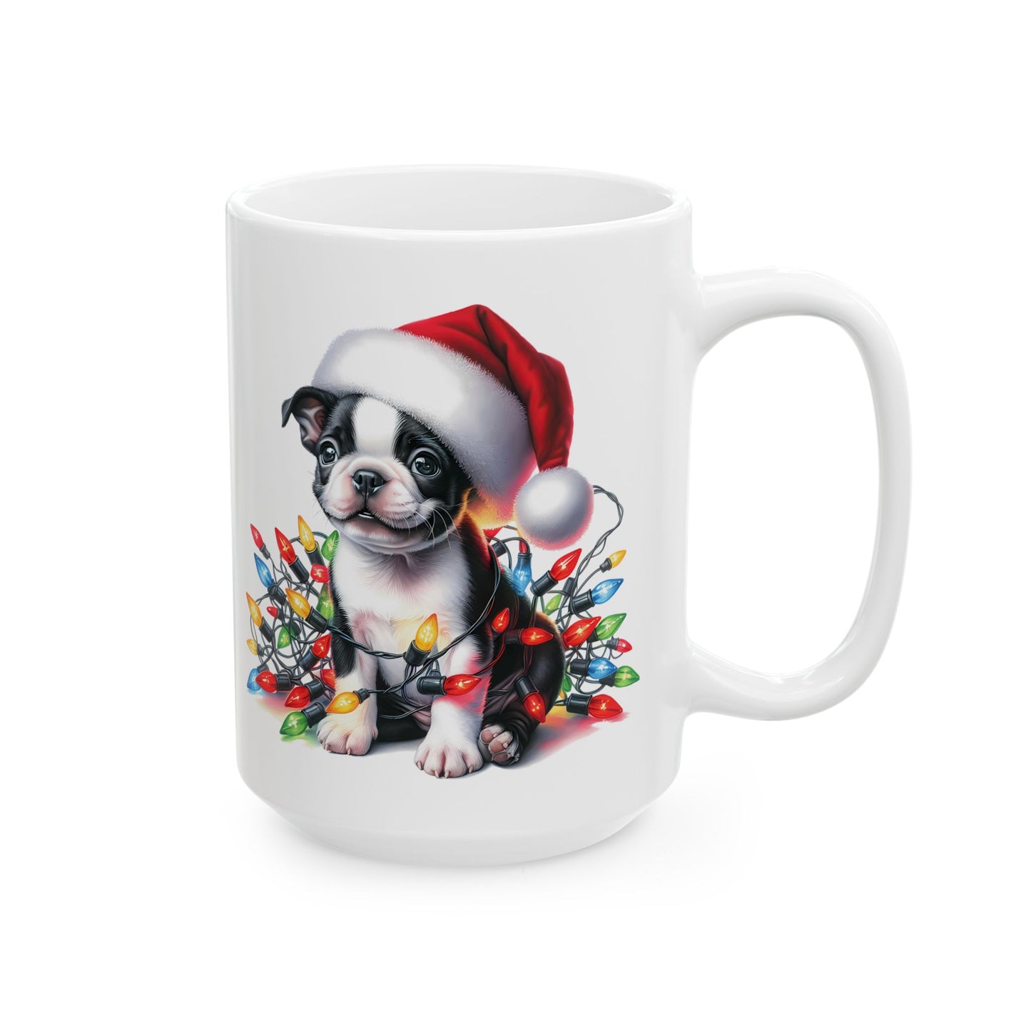 🎄 Boston Terrier Christmas Lights Mug – Adorable Holiday Cheer in Every Sip! 🐾