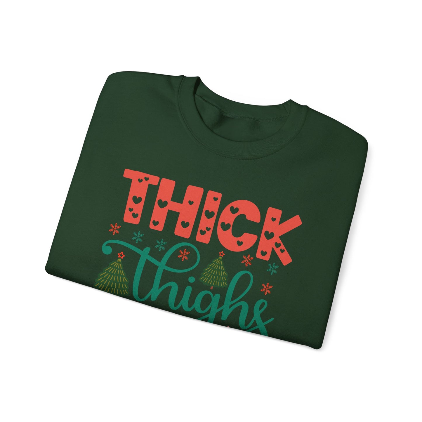 🎄💖 Thick Thighs & Christmas Vibes Crewneck – Cute, Confident & Cozy