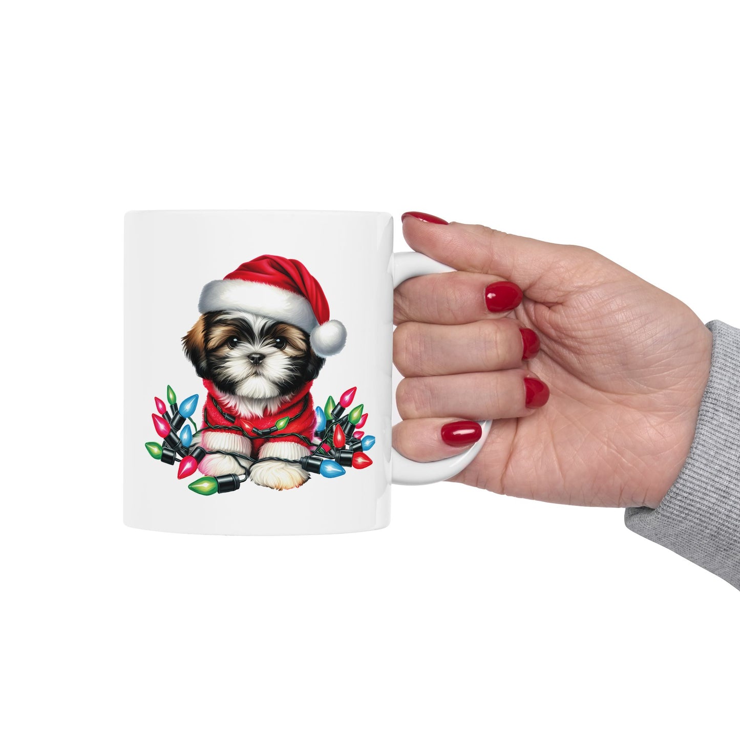 🎅 Shih Tzu Christmas Lights Mug – Sweet Holiday Sips with a Festive Pup 🐾