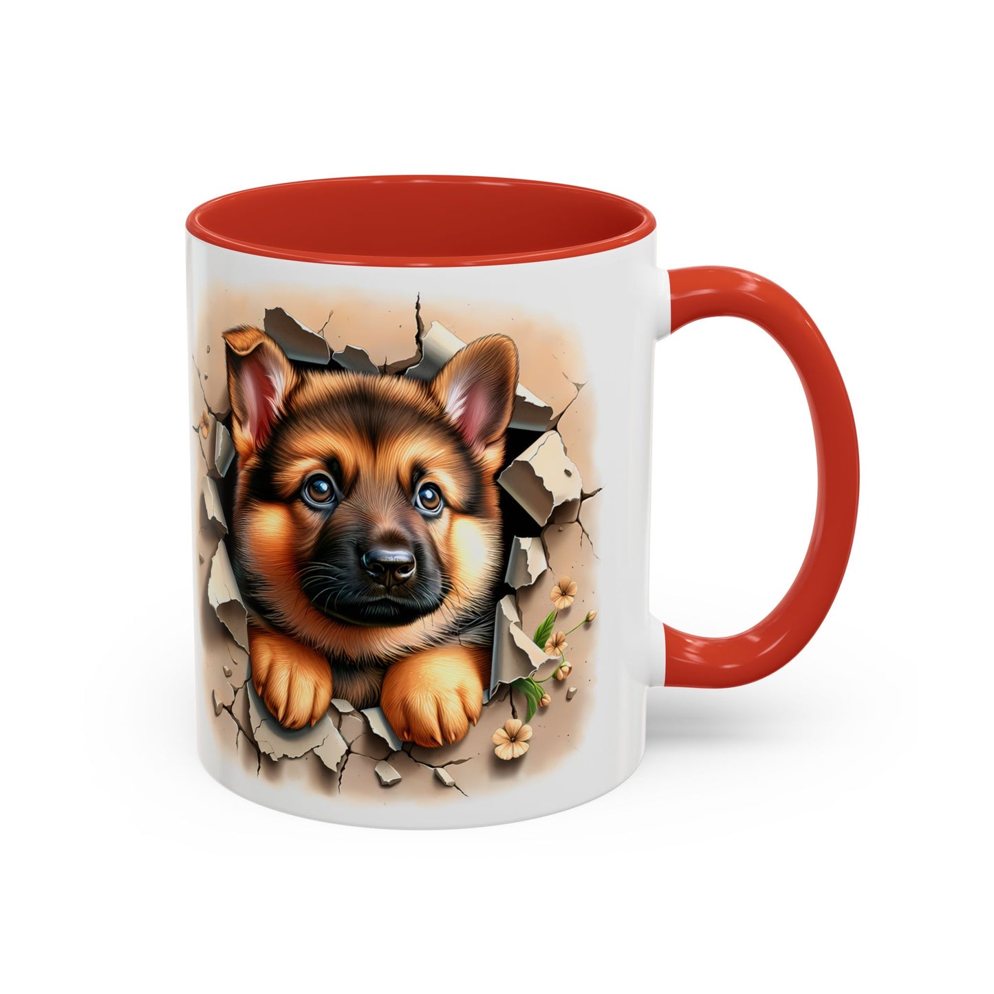 🐾☕ German Shepherd Puppy Peek Accent Mug – Loyal Pup Lover Gift ✨🖤