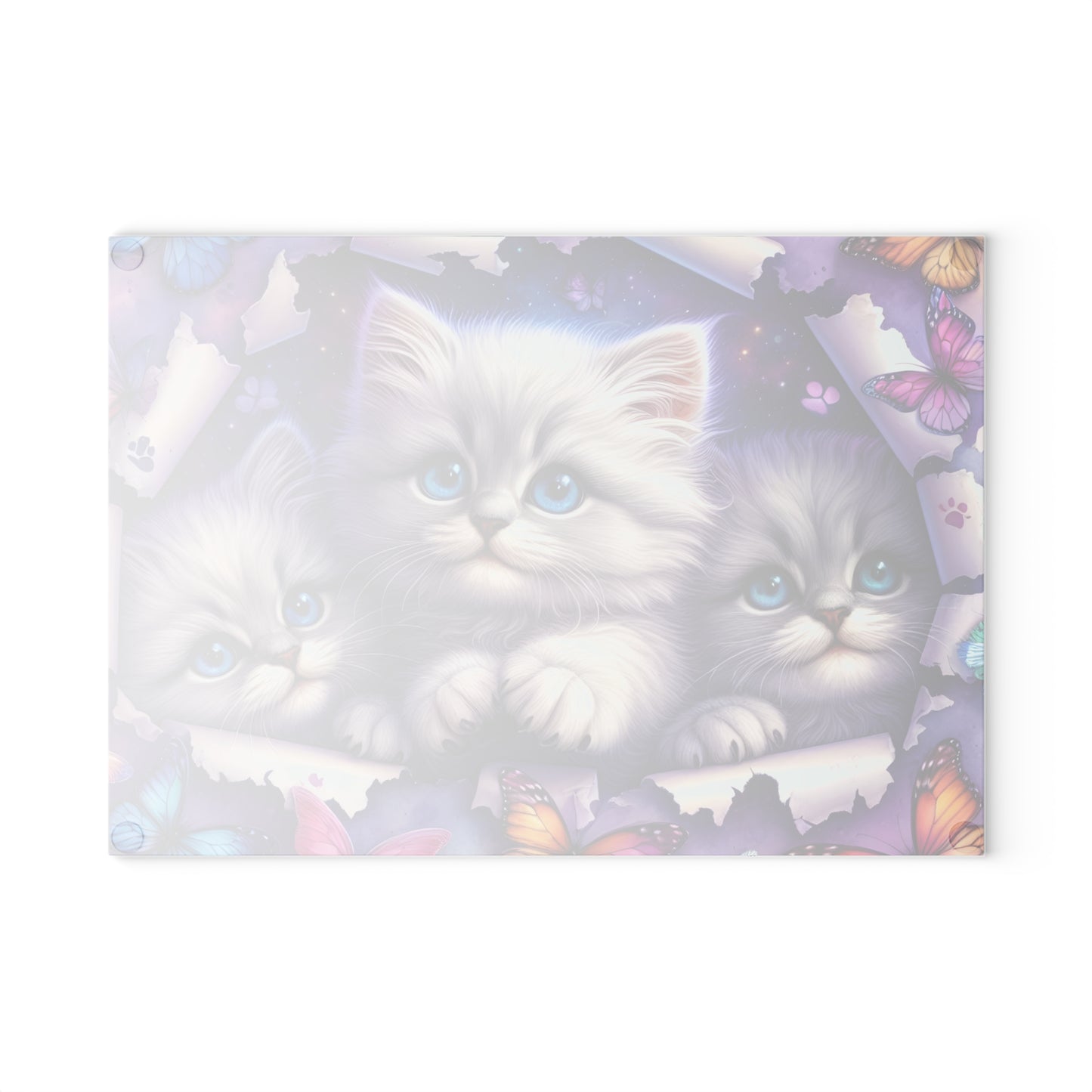 🐱 Blue-Eyed Kittens & Butterflies Cutting Board – Whimsical Charm for Your Kitchen 🦋